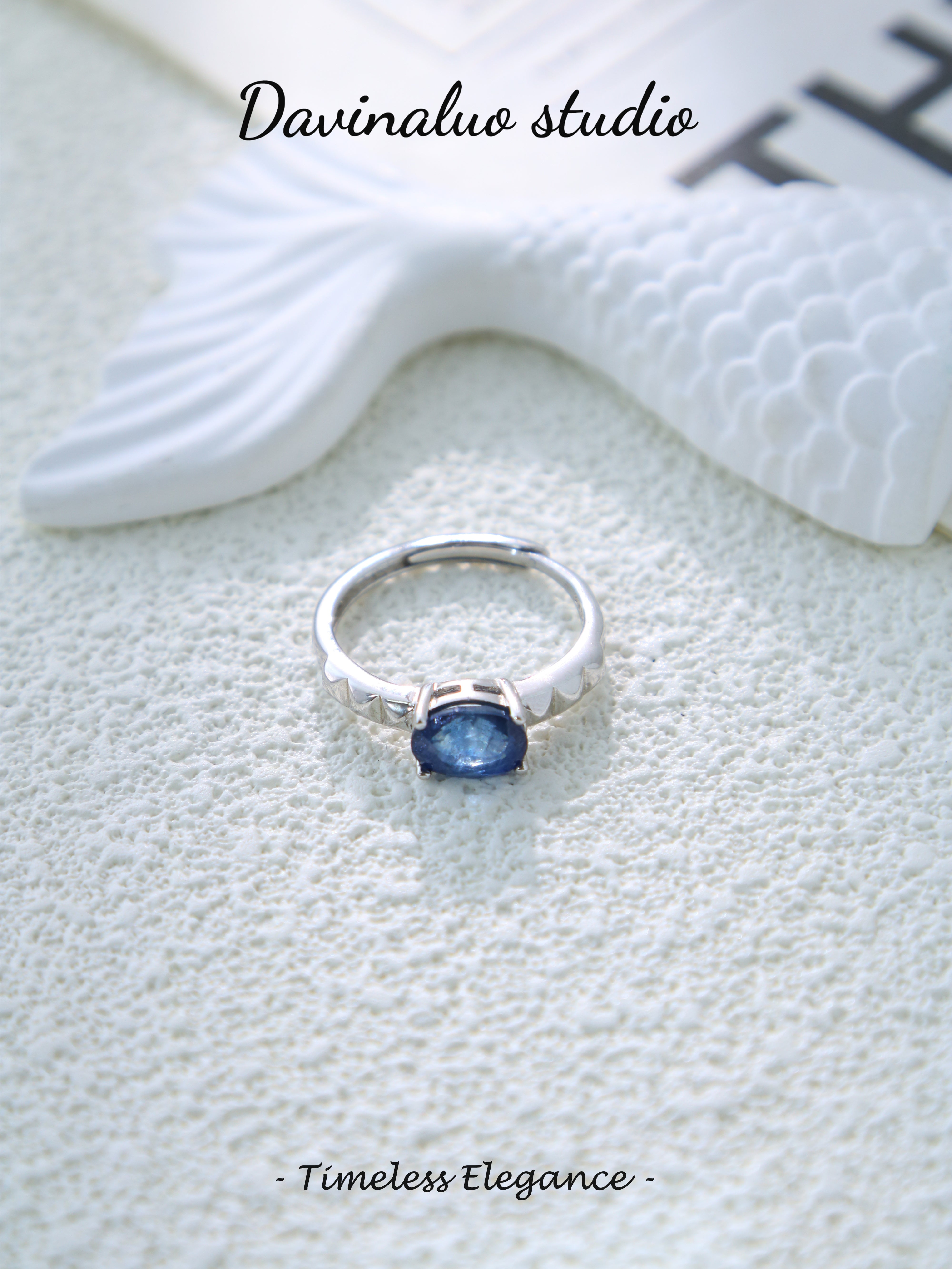 S925 Silver Simple Oval Cut Sapphire Ring