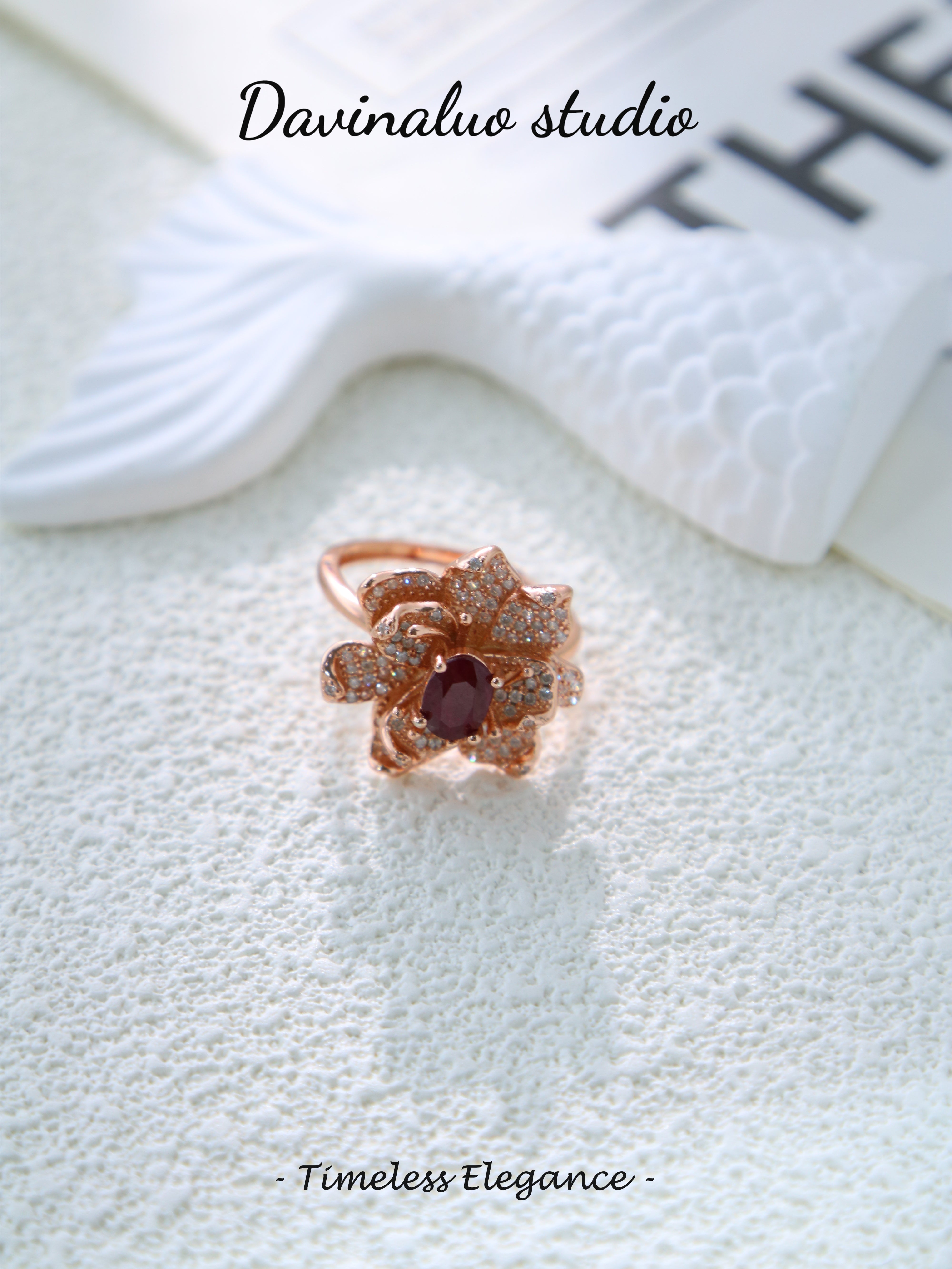 S925 Rose Gold Classic Oval Cut Ruby Ring