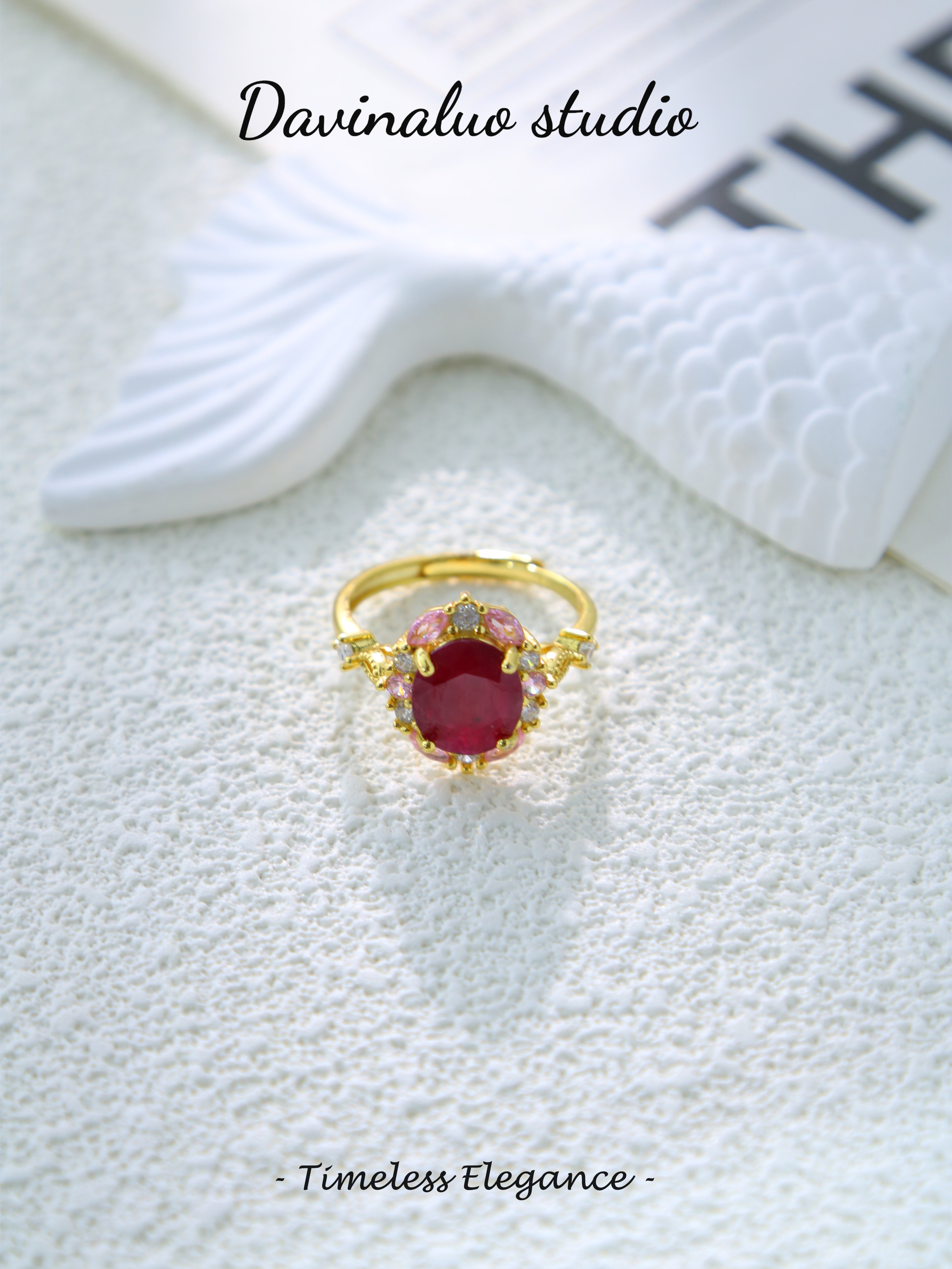 S925 Gold Classic Oval Cut Ruby Ring