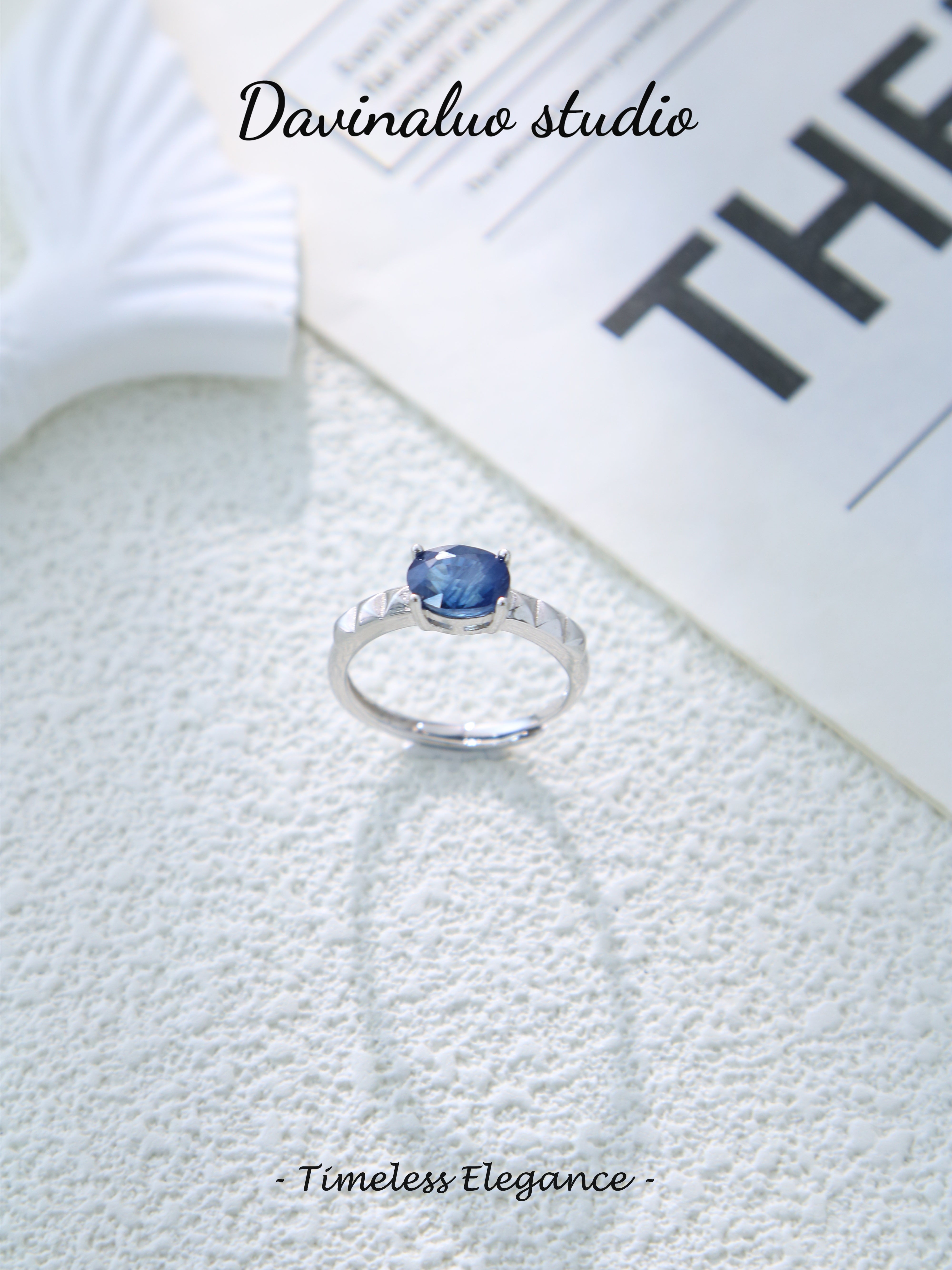 S925 Silver Simple Oval Cut Sapphire Ring