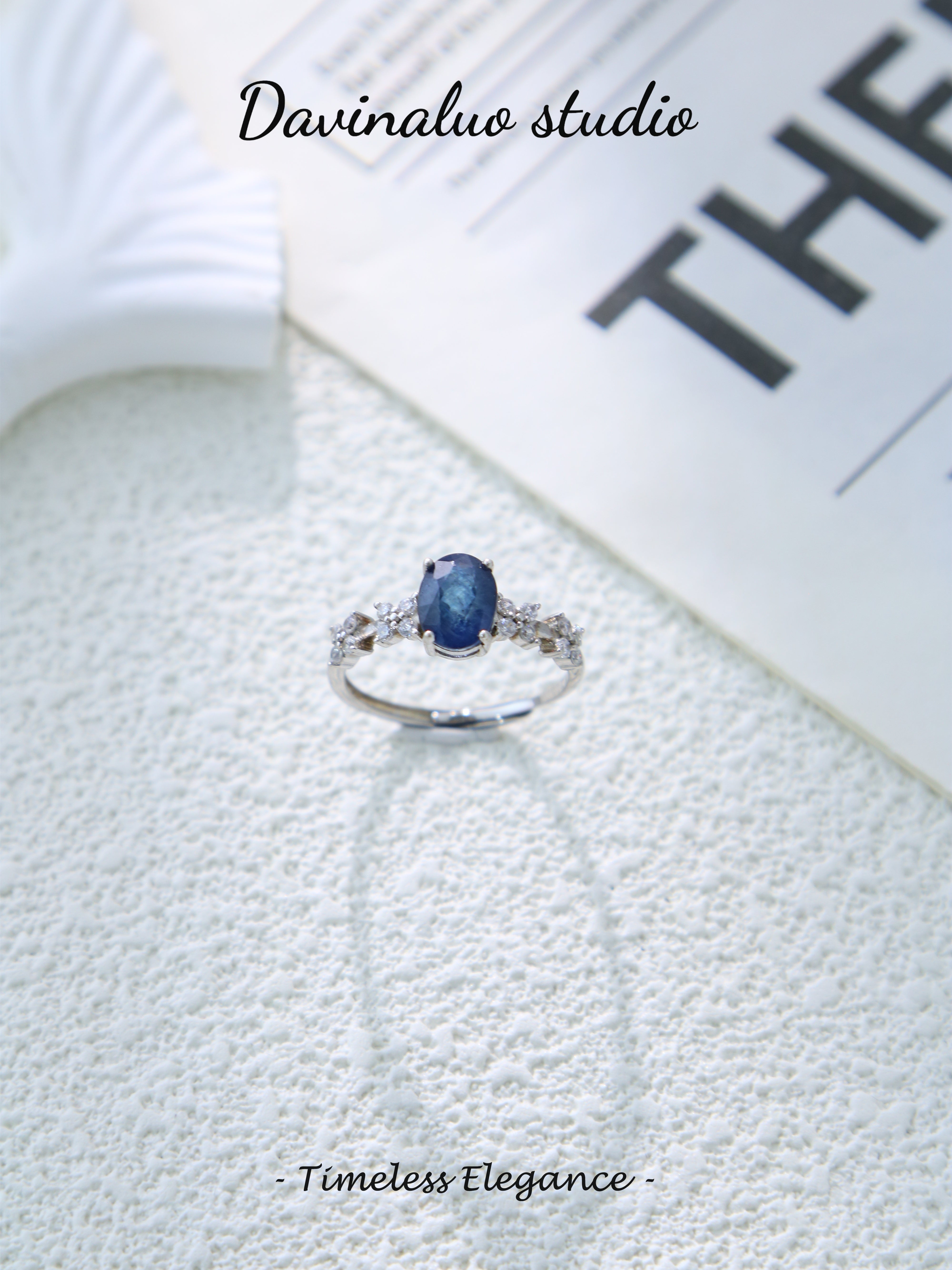 S925 Silver Simple Oval Cut Sapphire Ring