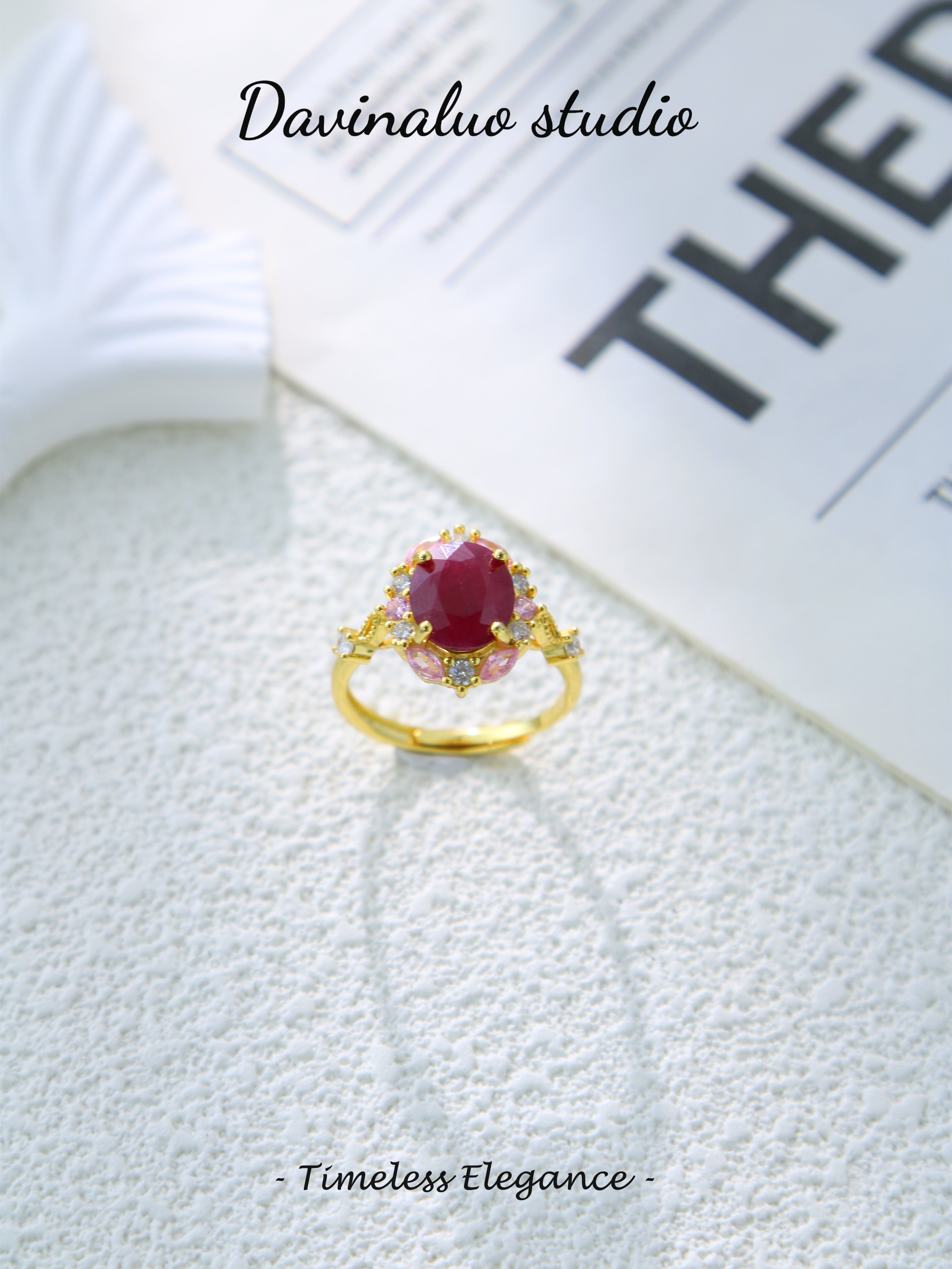 S925 Gold Classic Oval Cut Ruby Ring