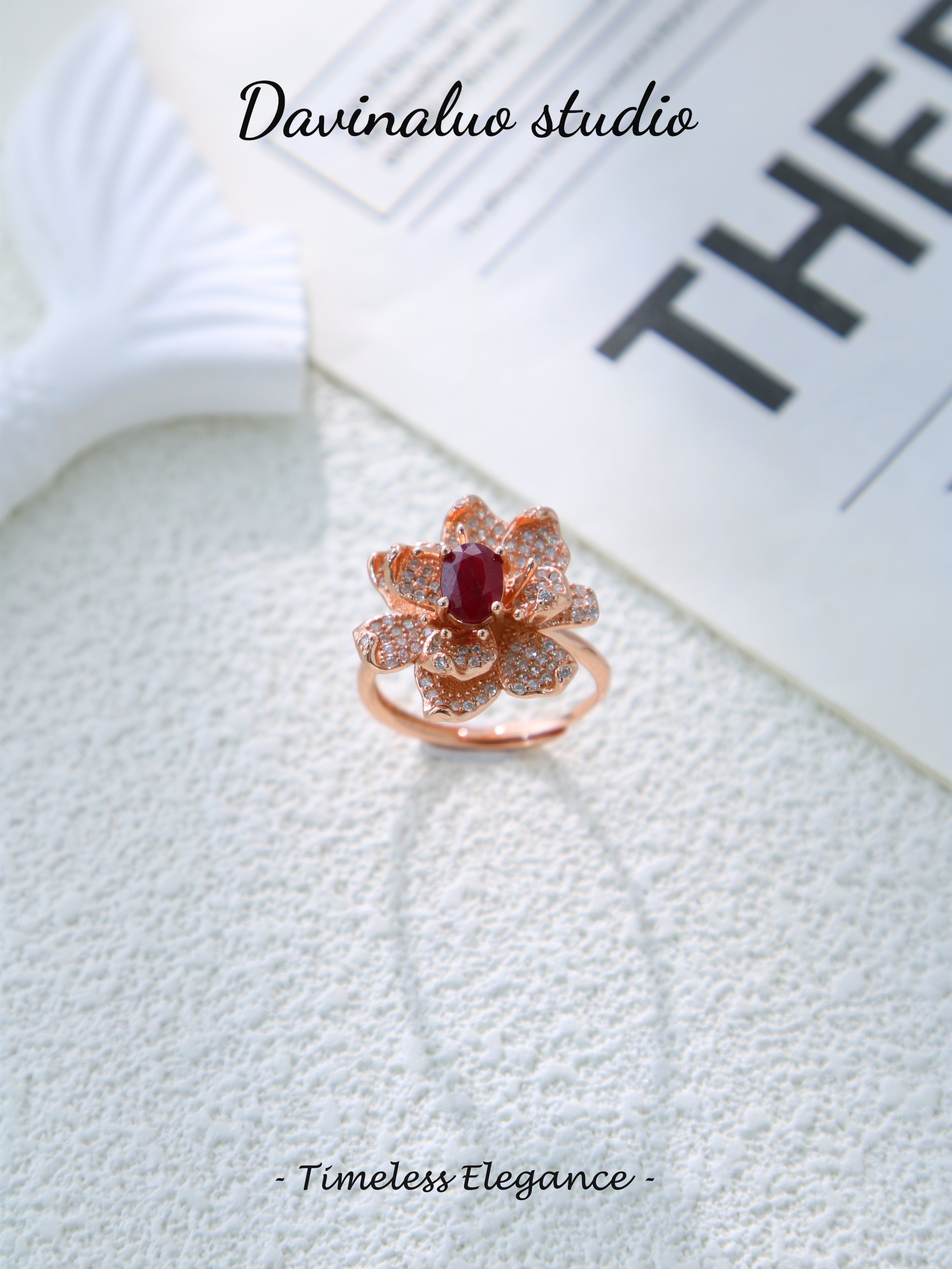 S925 Rose Gold Classic Oval Cut Ruby Ring
