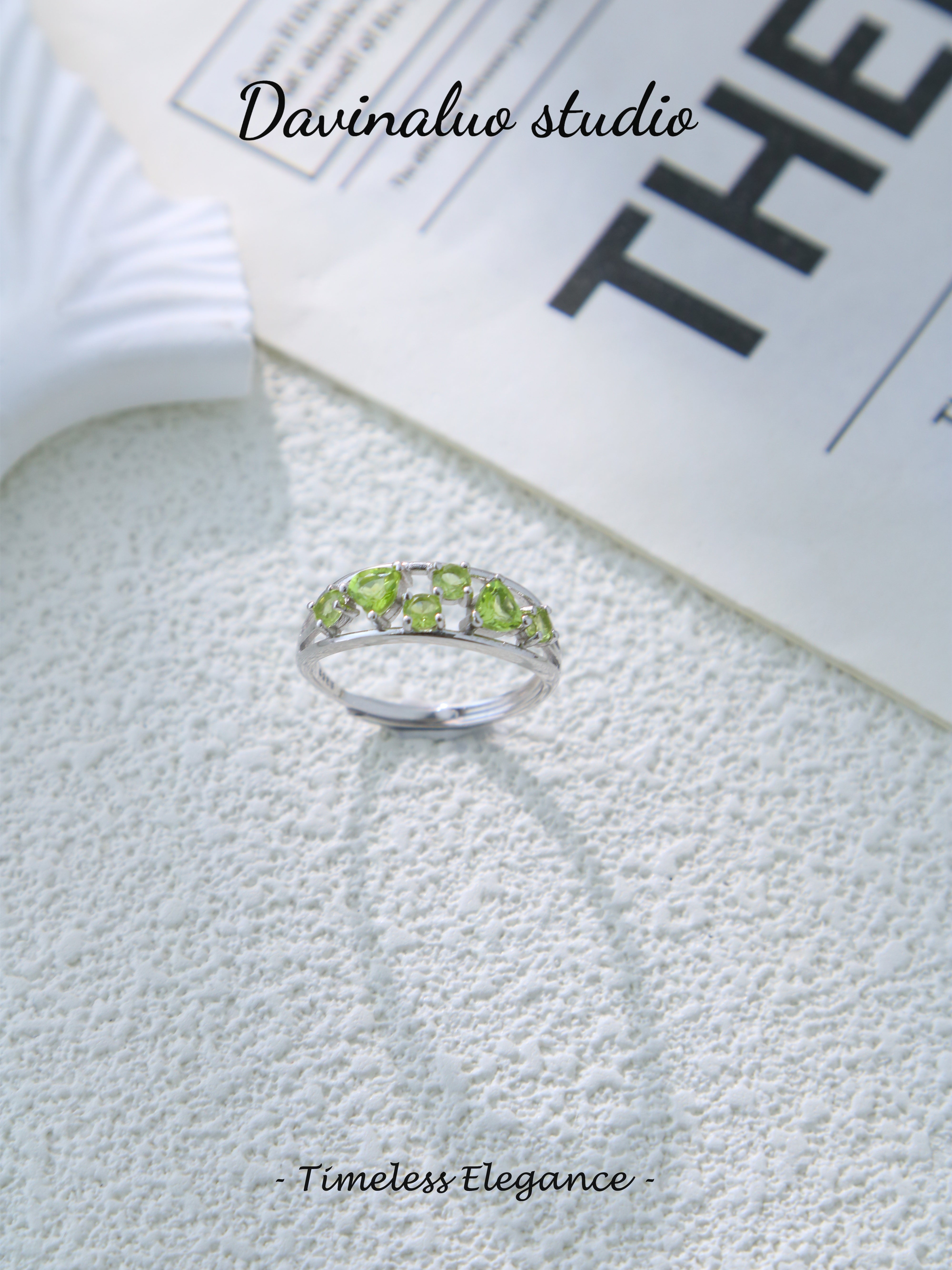 S925 Silver Classic Heart Cut Peridot Ring