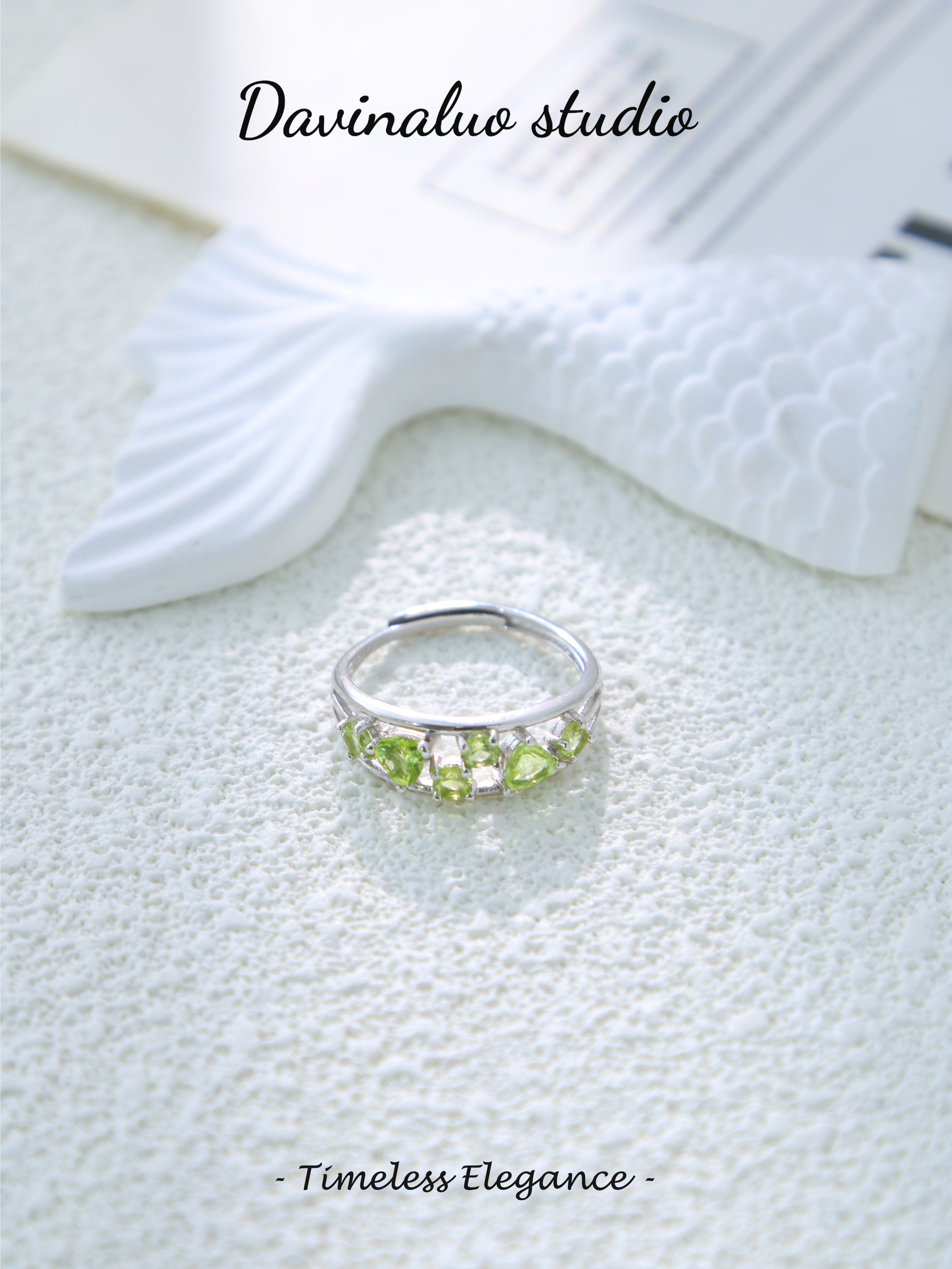 S925 Silver Classic Heart Cut Peridot Ring