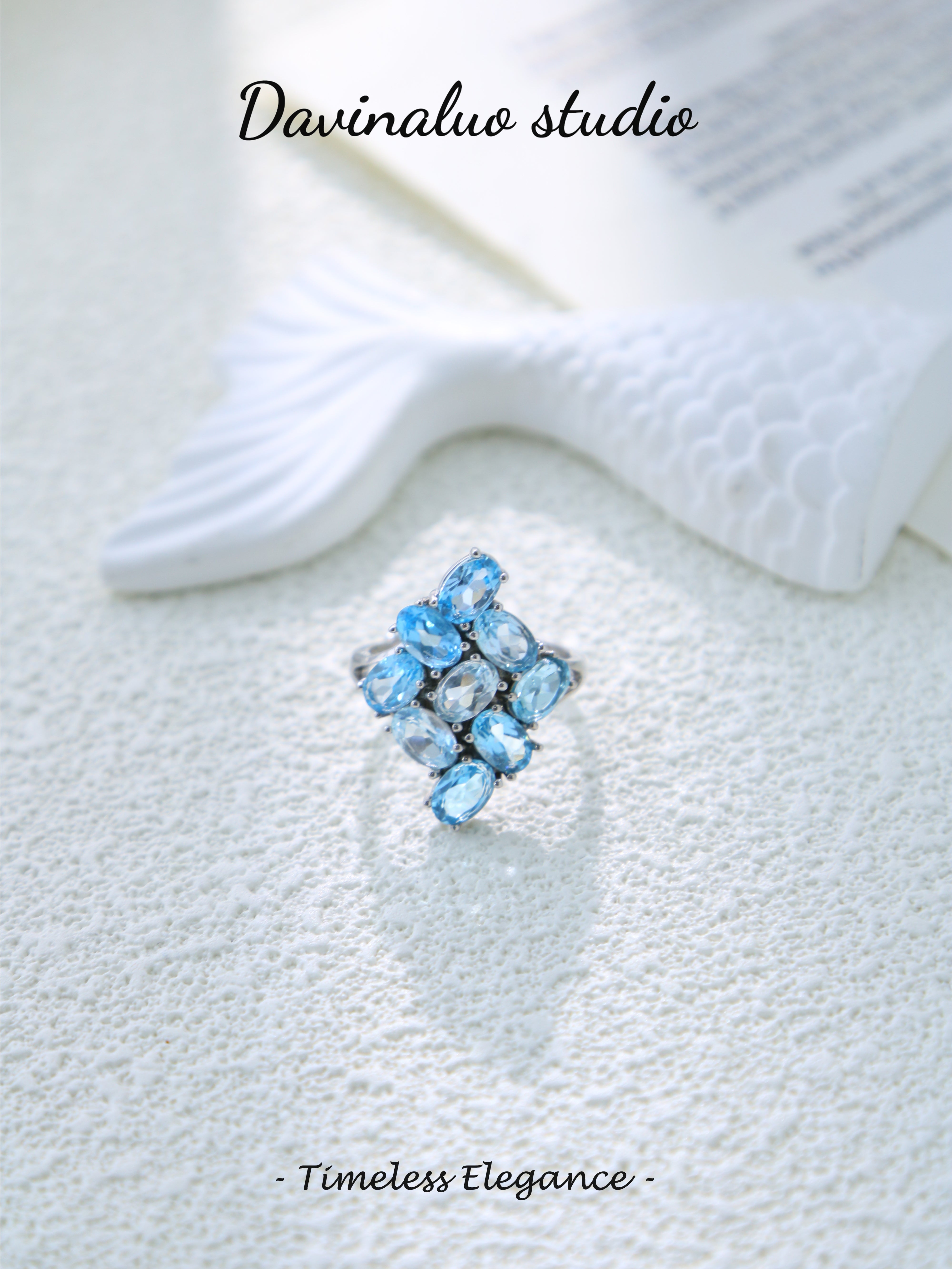S925 Silver Classic Oval Cut Topaz Ring