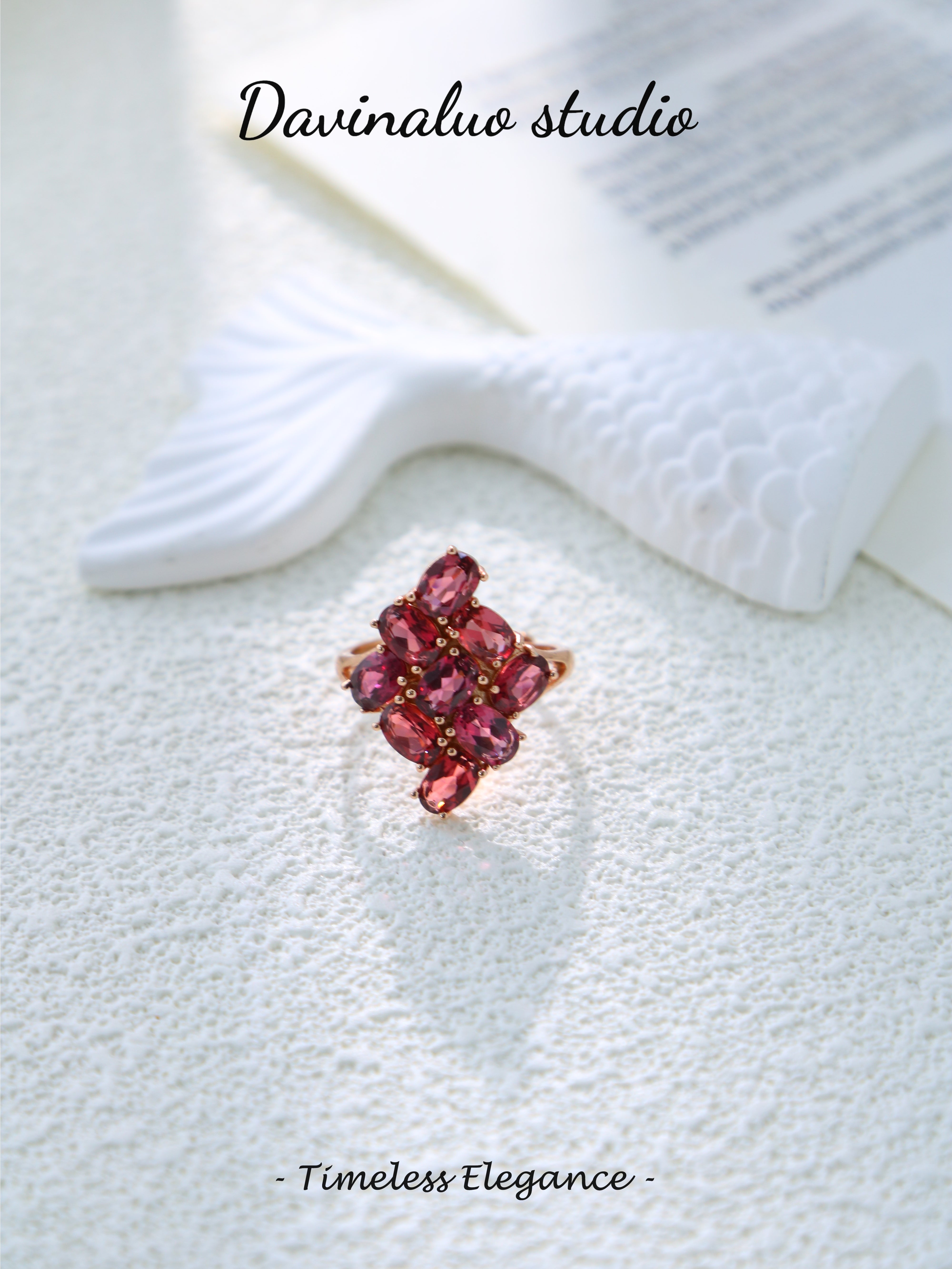 S925 Rose Gold Classic Oval Cut Garnet Ring