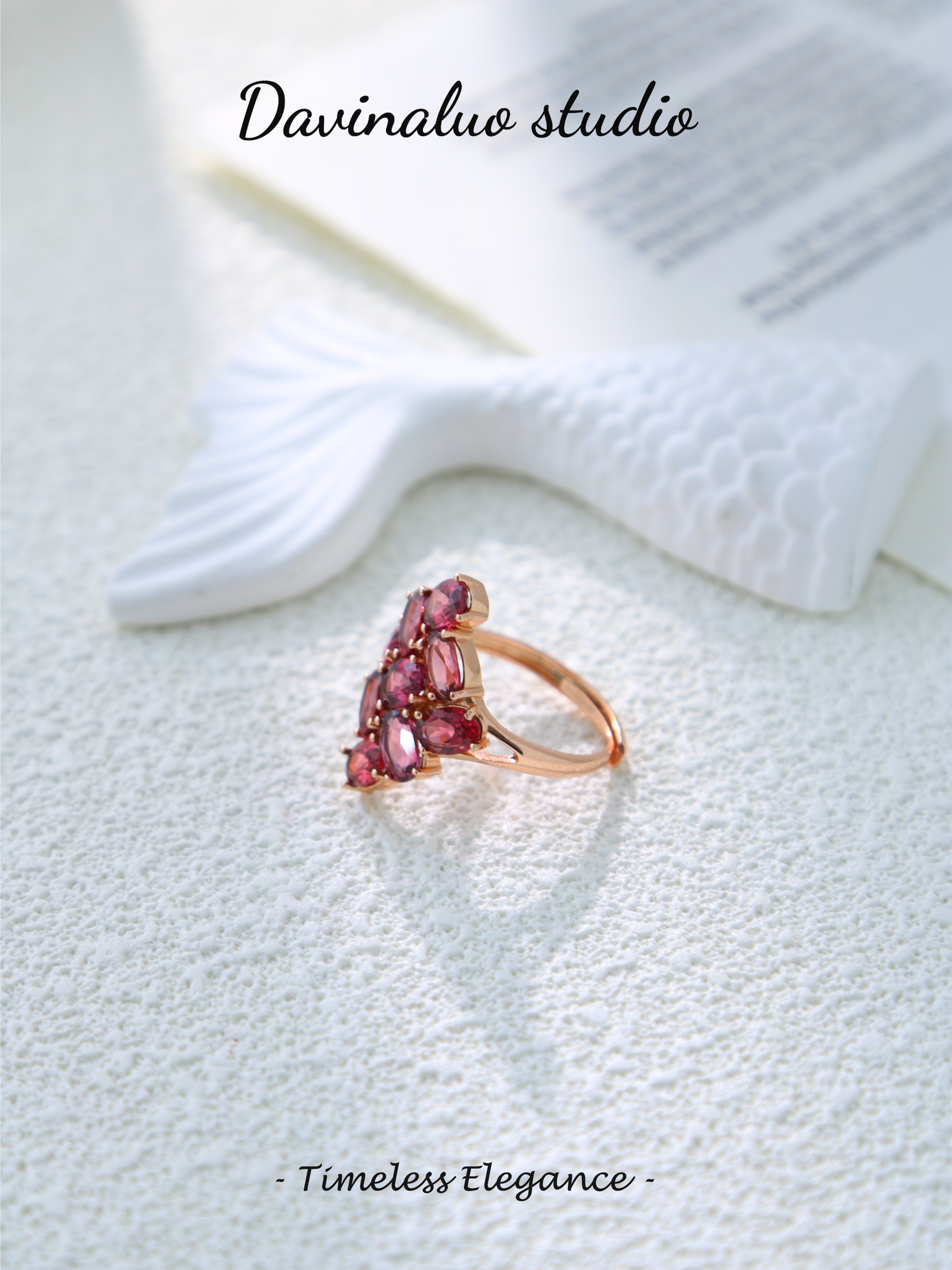 S925 Rose Gold Classic Oval Cut Garnet Ring