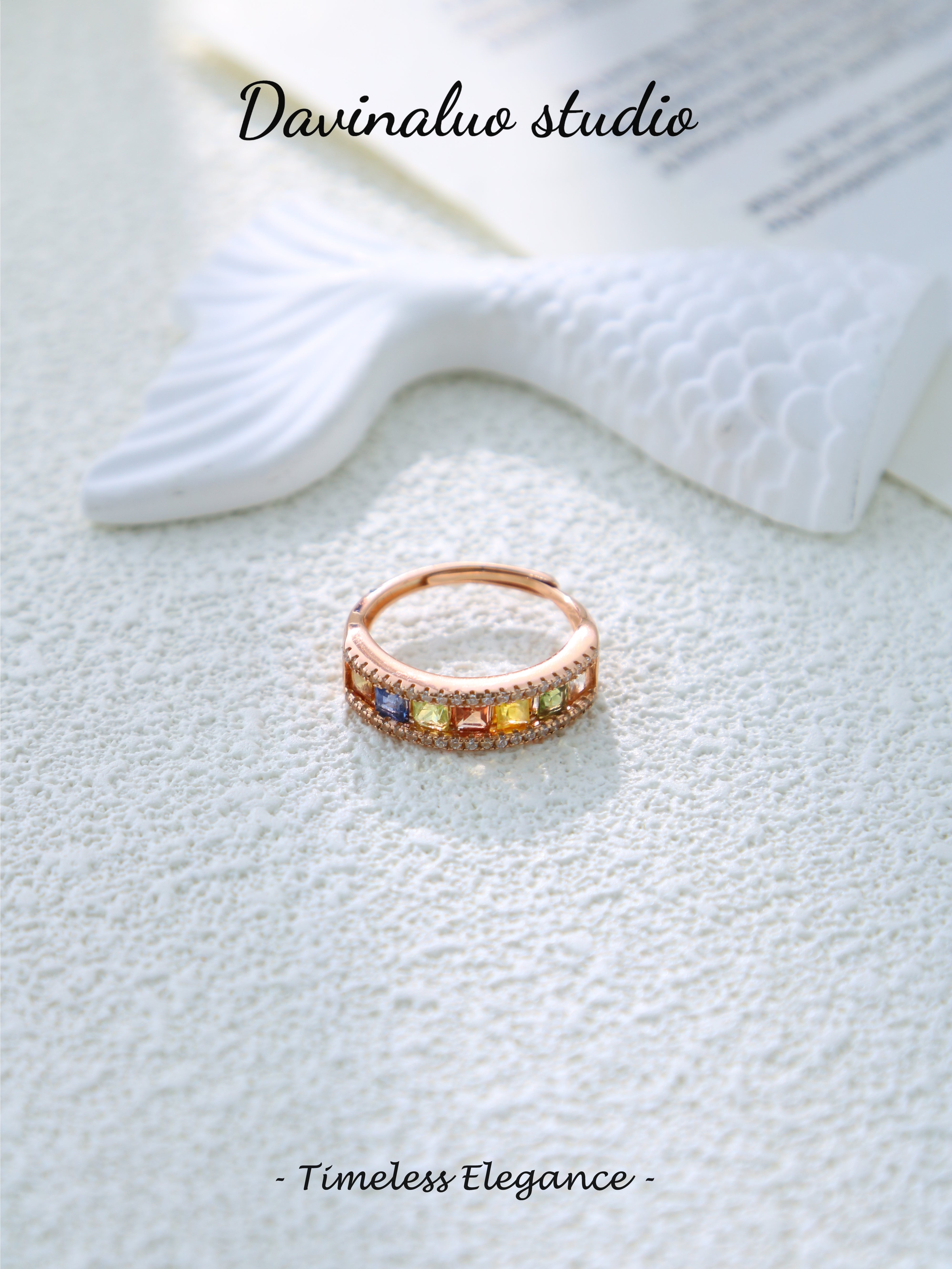 S925 Rose Gold Classic Square Cut Sapphire Ring