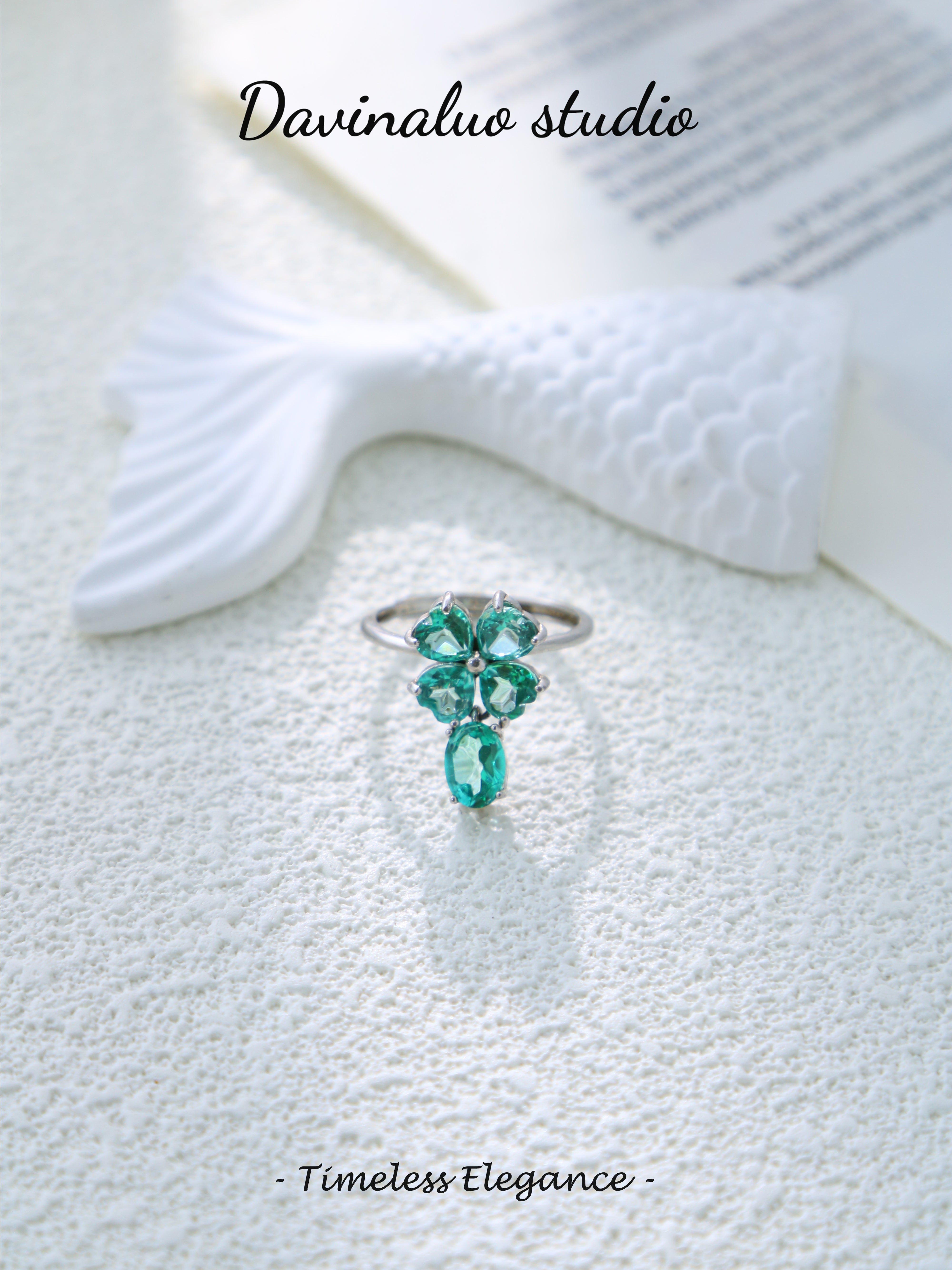 S925 Silver Simple Heart Shaped Cut Topaz Ring