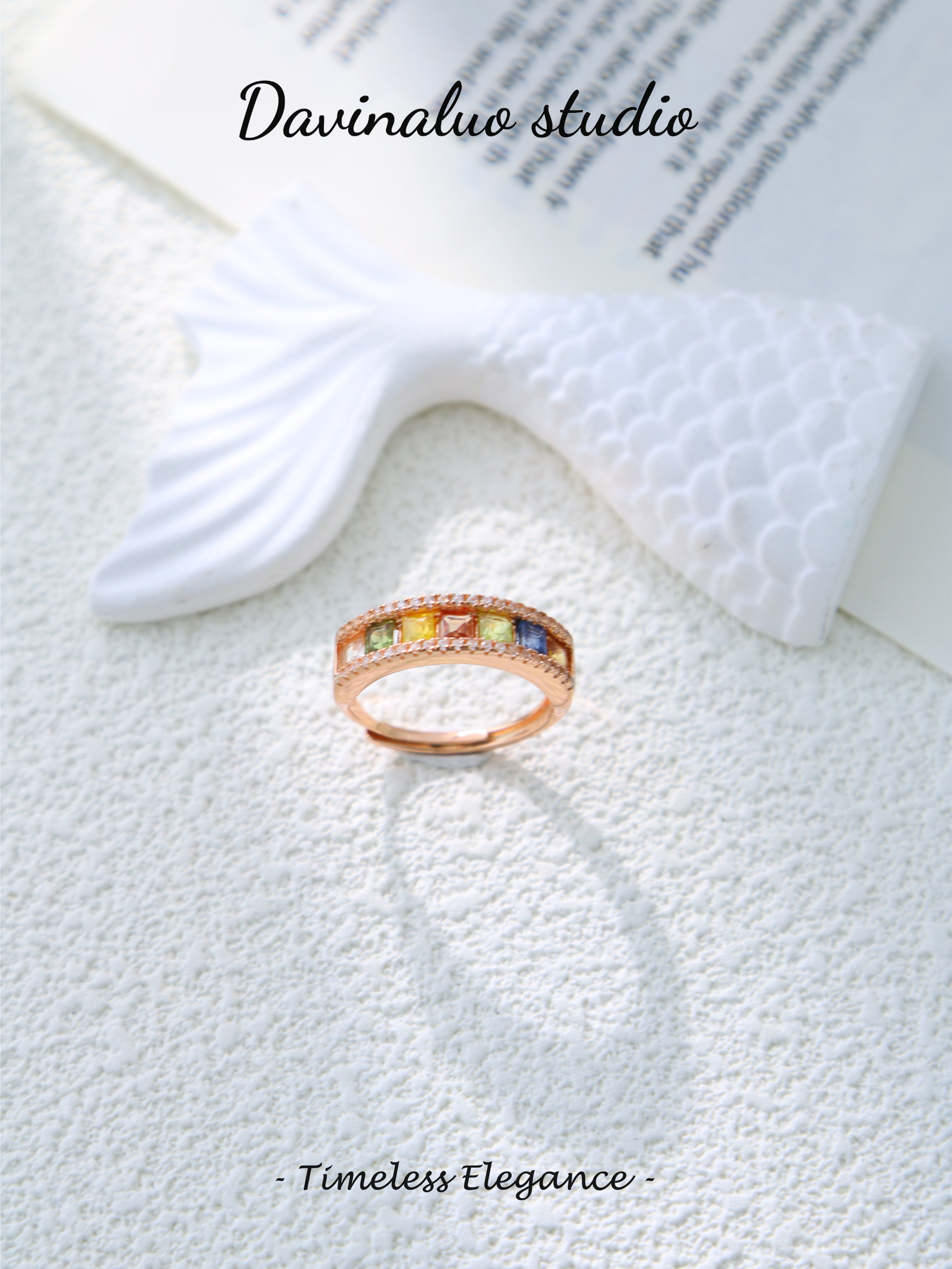 S925 Rose Gold Classic Square Cut Sapphire Ring