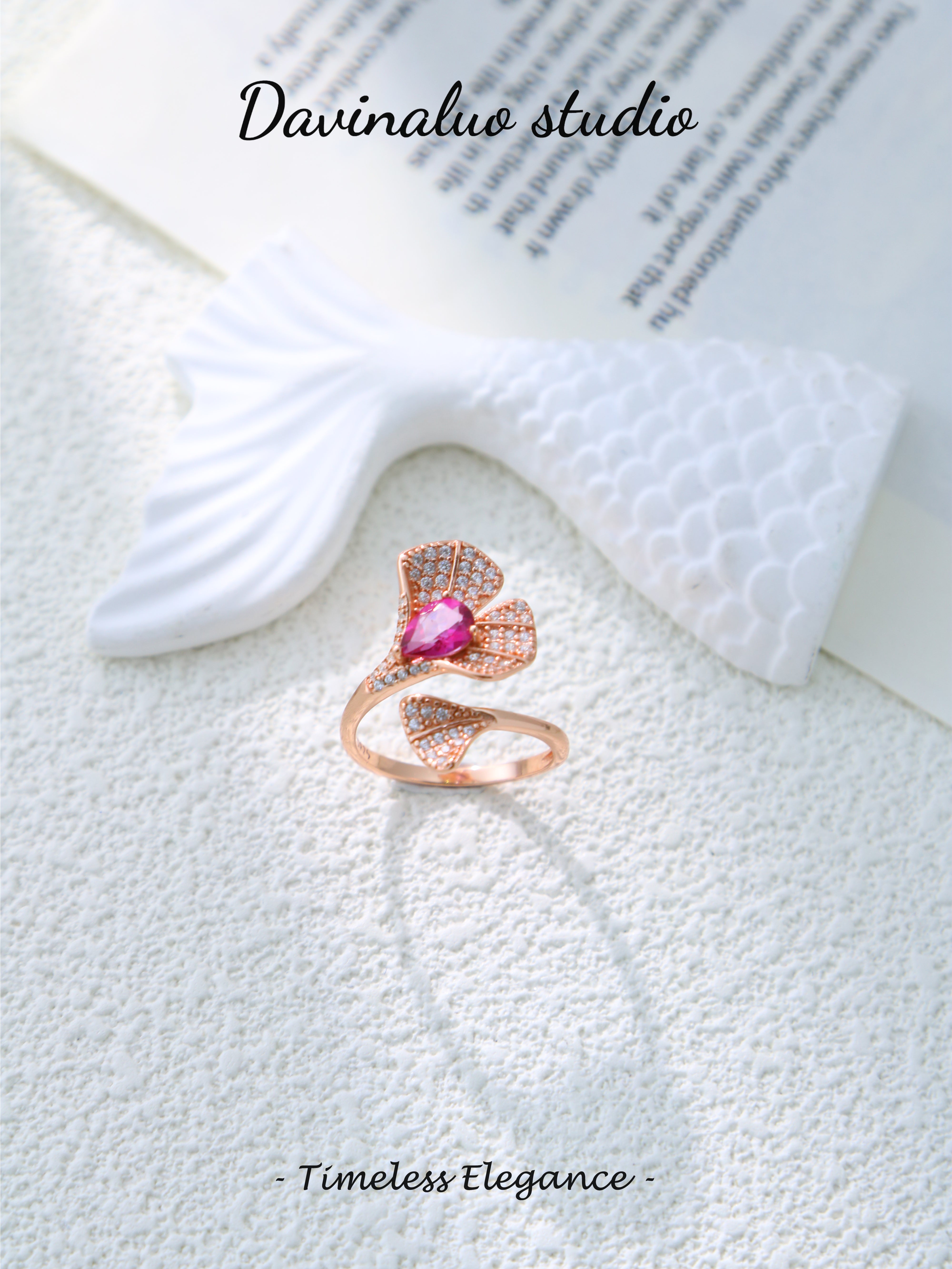 S925 Rose Gold Classic Pear Cut Topaz Ring