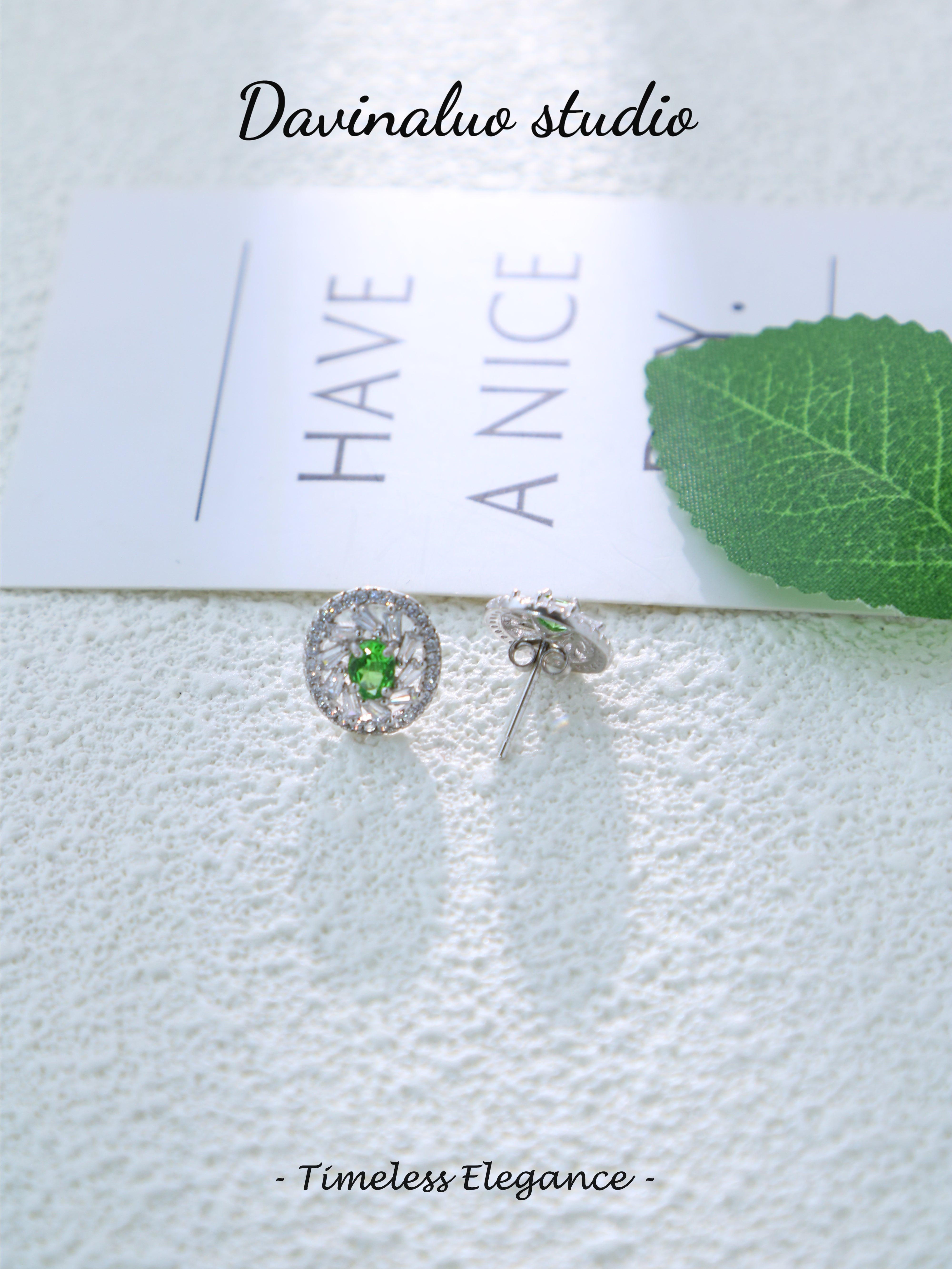 S925 Silver Simple Oval Cut Tsavorite Earrings