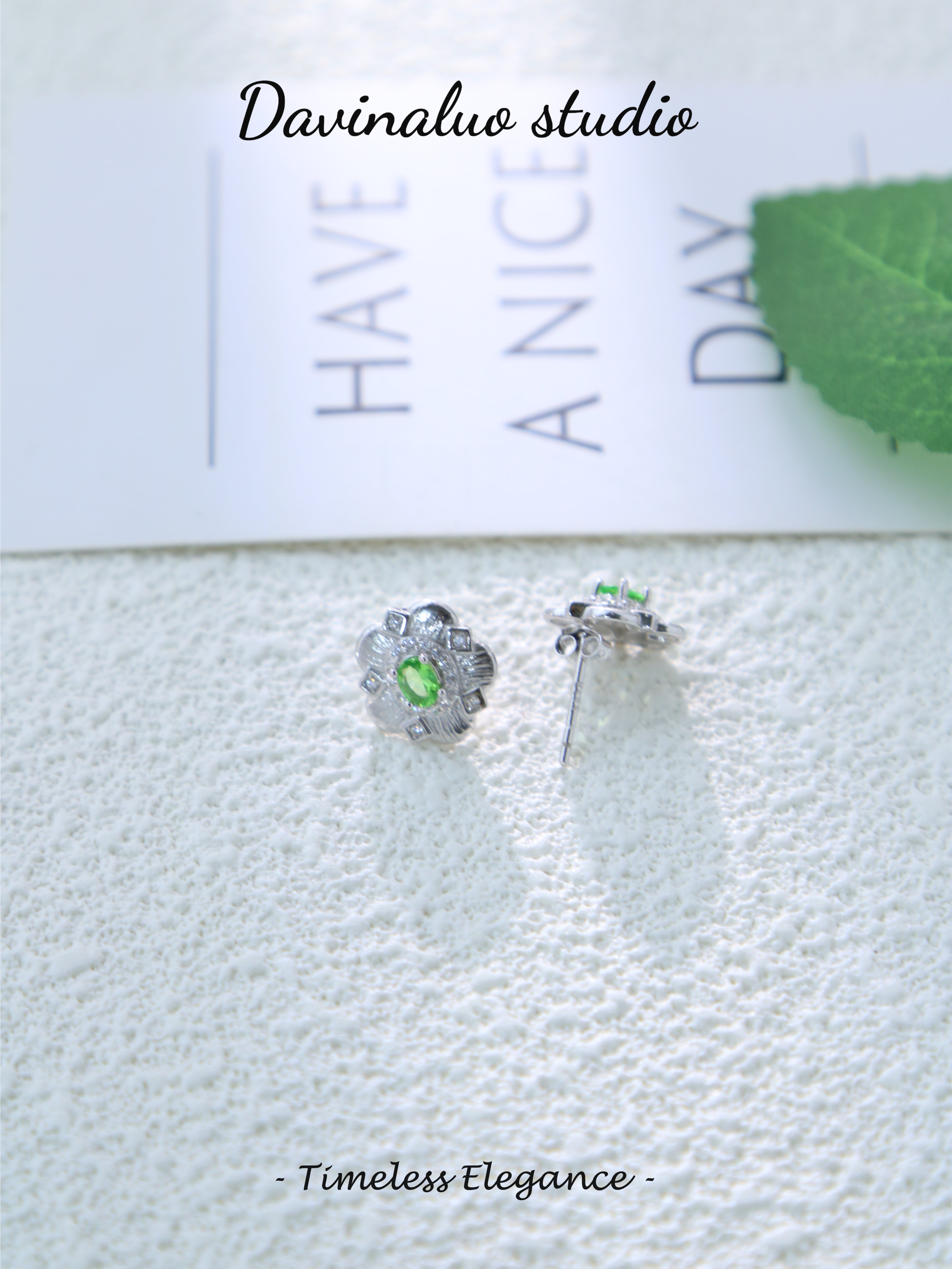 S925 Silver Classic Oval Cut Tsavorite Earrings