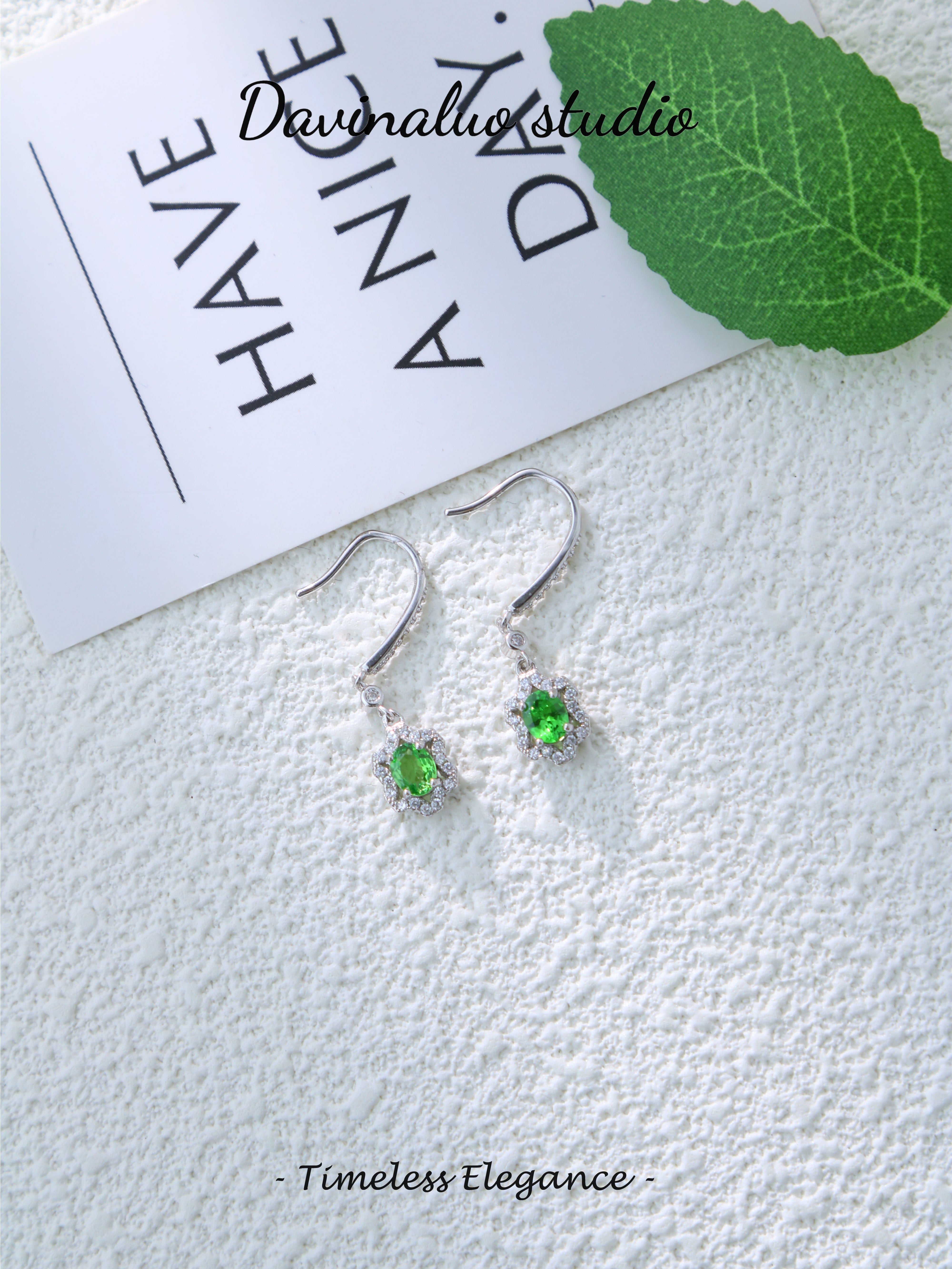 S925 Silver Gorgeous Oval Cut Tsavorite Earrings