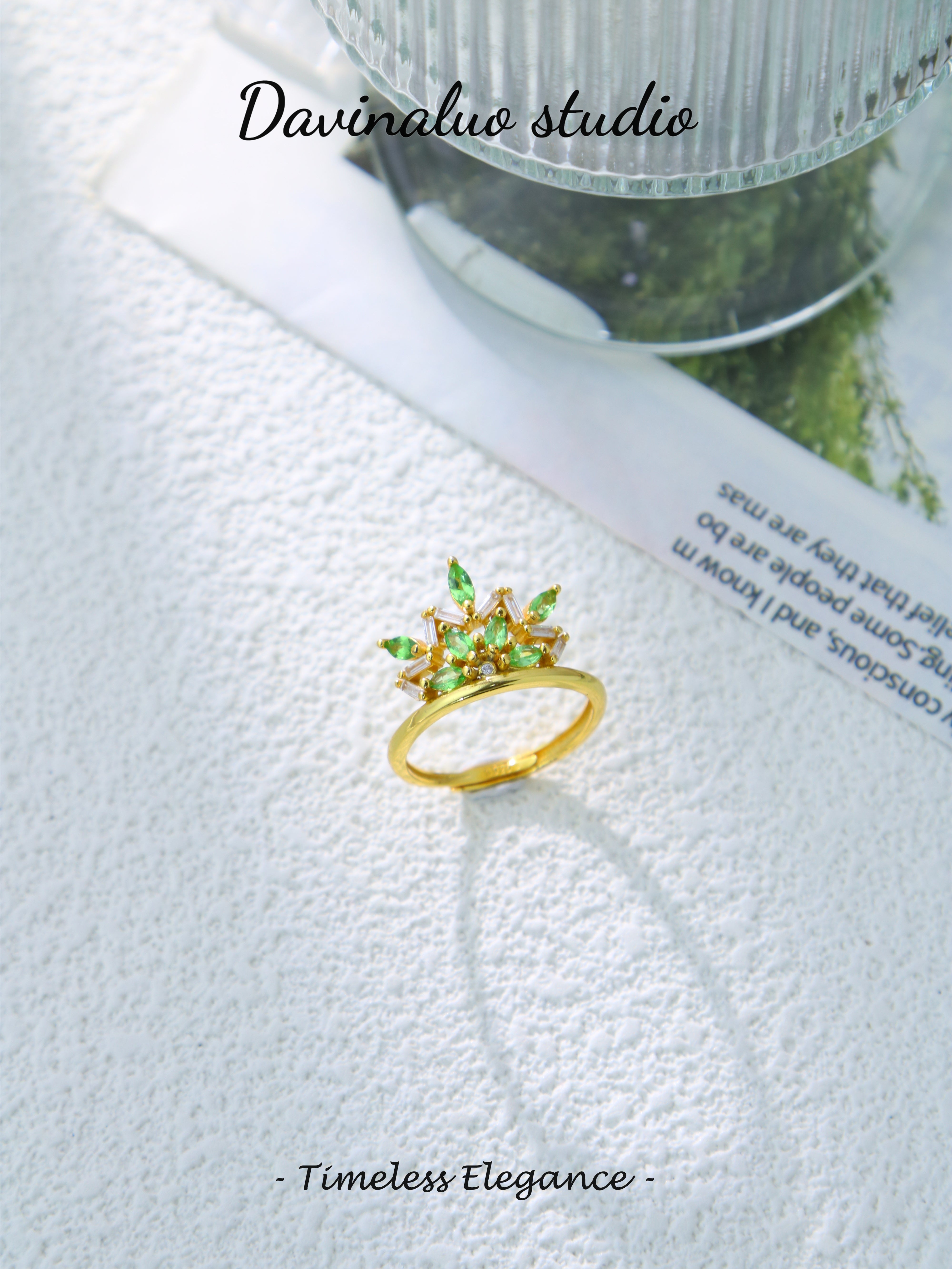 S925 Gold Gorgeous Marquise Cut Tsavorite Ring