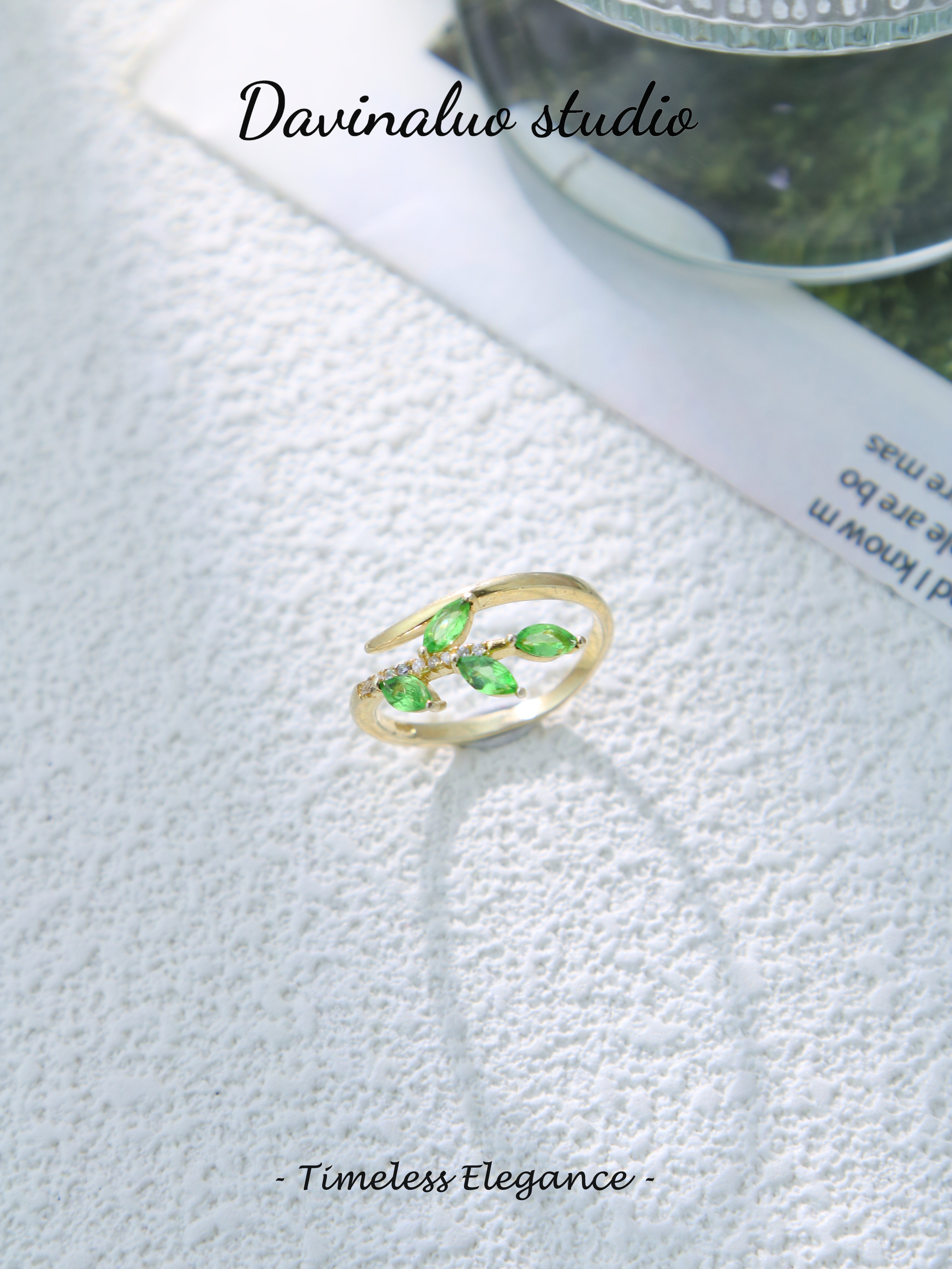 S925 Gold Gorgeous Marquise Cut Tsavorite Ring