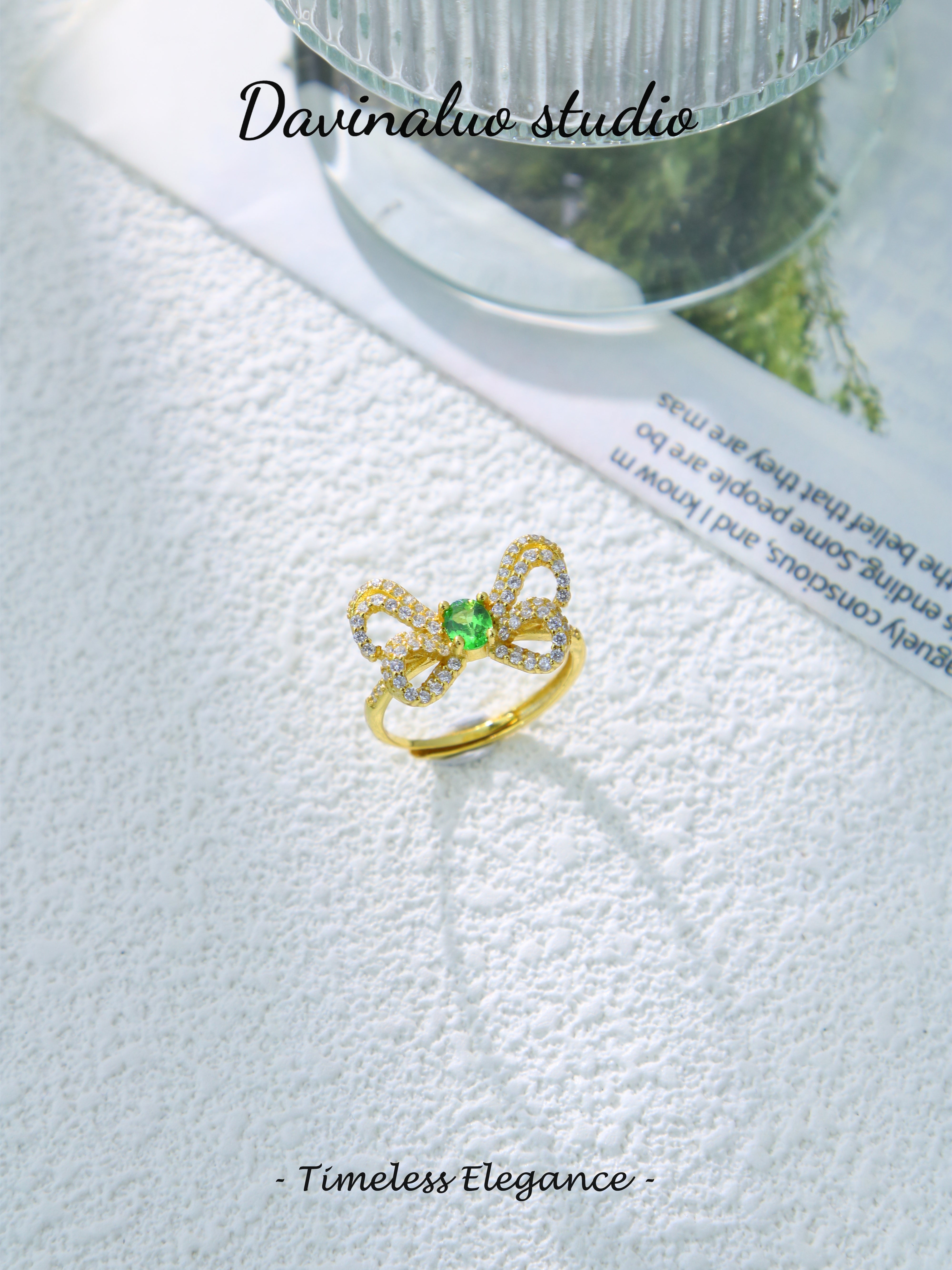 S925 Gold Simple Oval Cut Tsavorite Ring