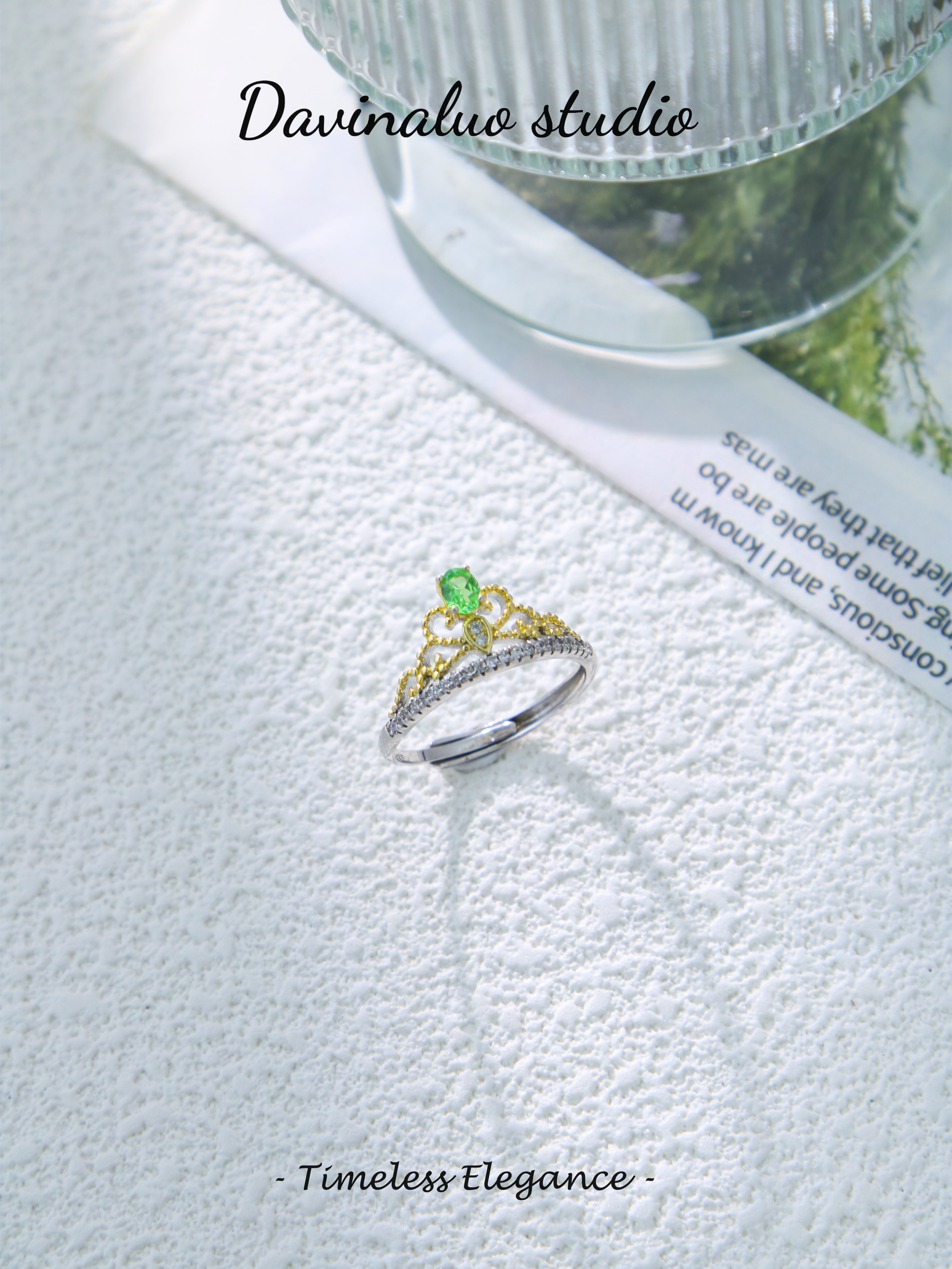 S925 Silver Simple Oval Cut Tsavorite Ring