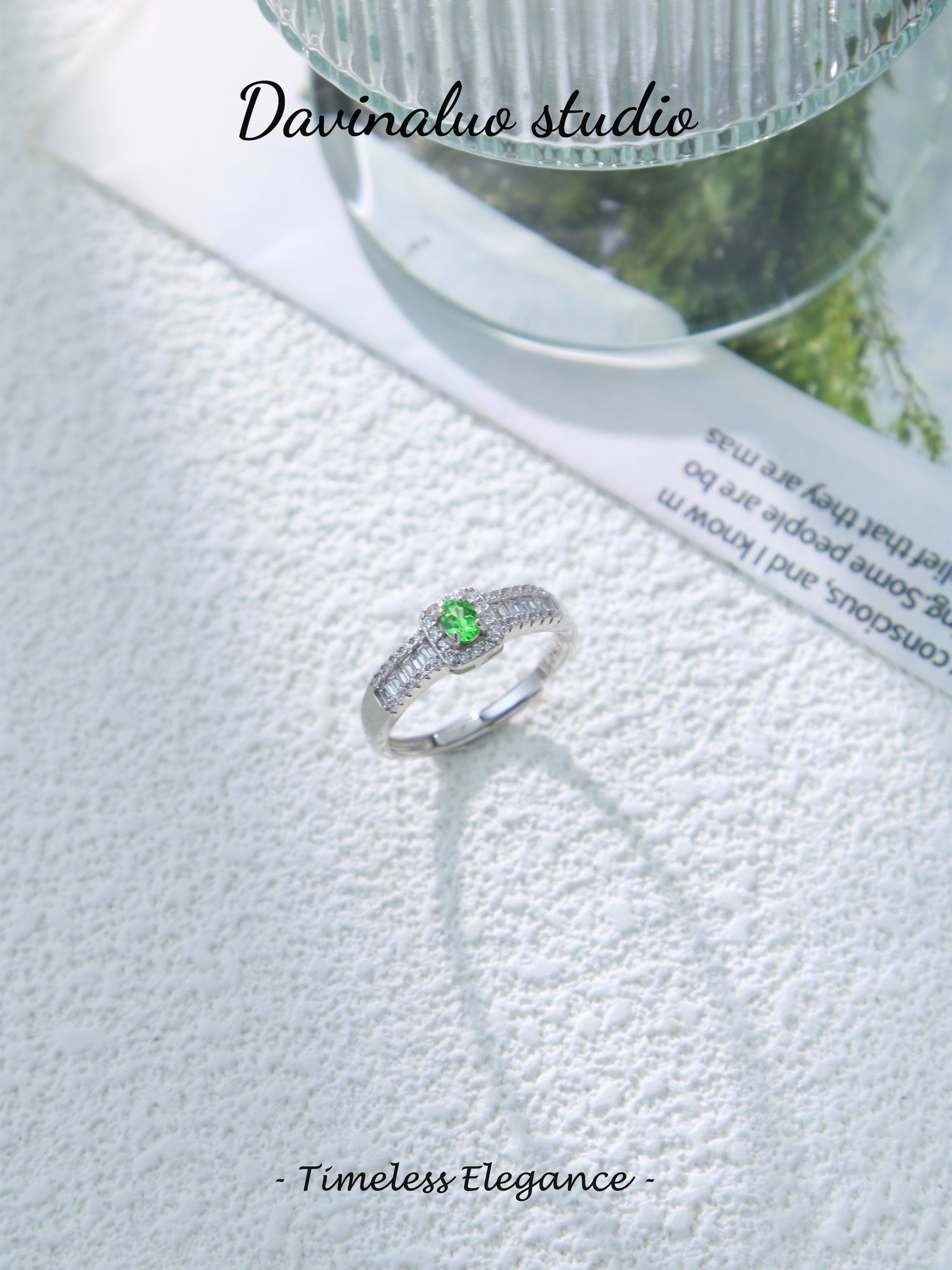 S925 Silver Simple Oval Cut Tsavorite Ring