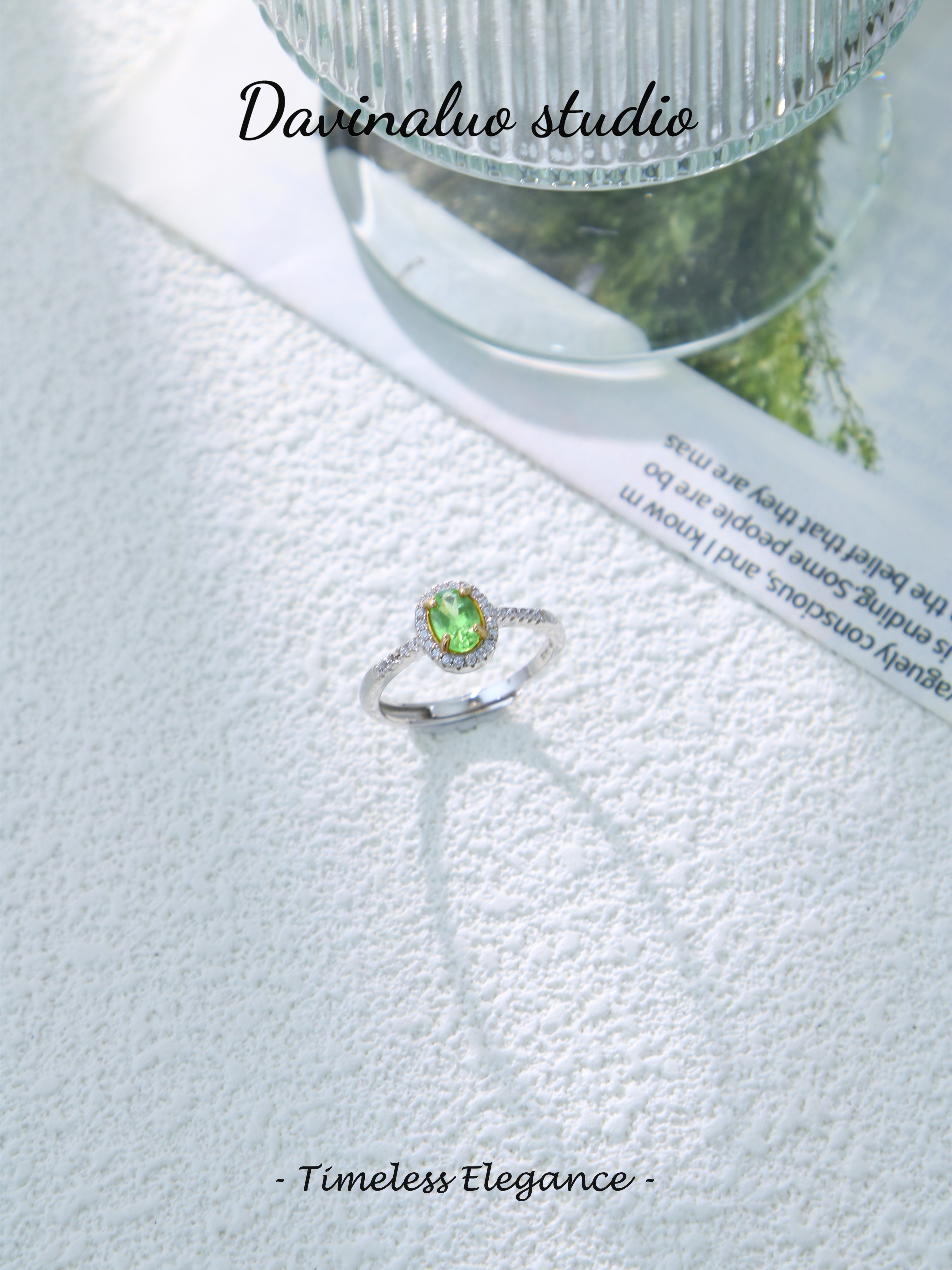 S925 Silver Simple Oval Cut Tsavorite Ring