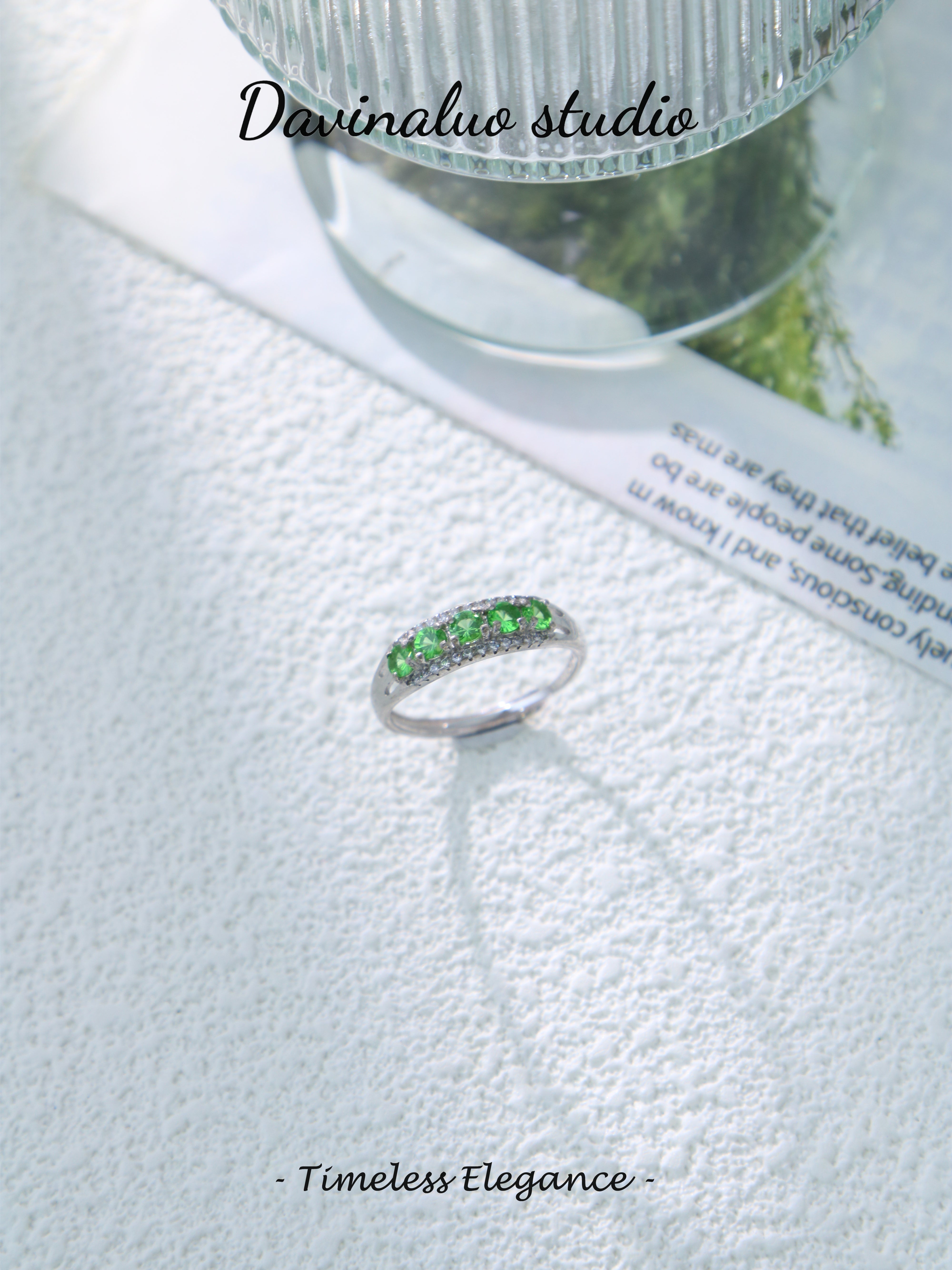 S925 Silver Simple Round Cut Tsavorite Ring