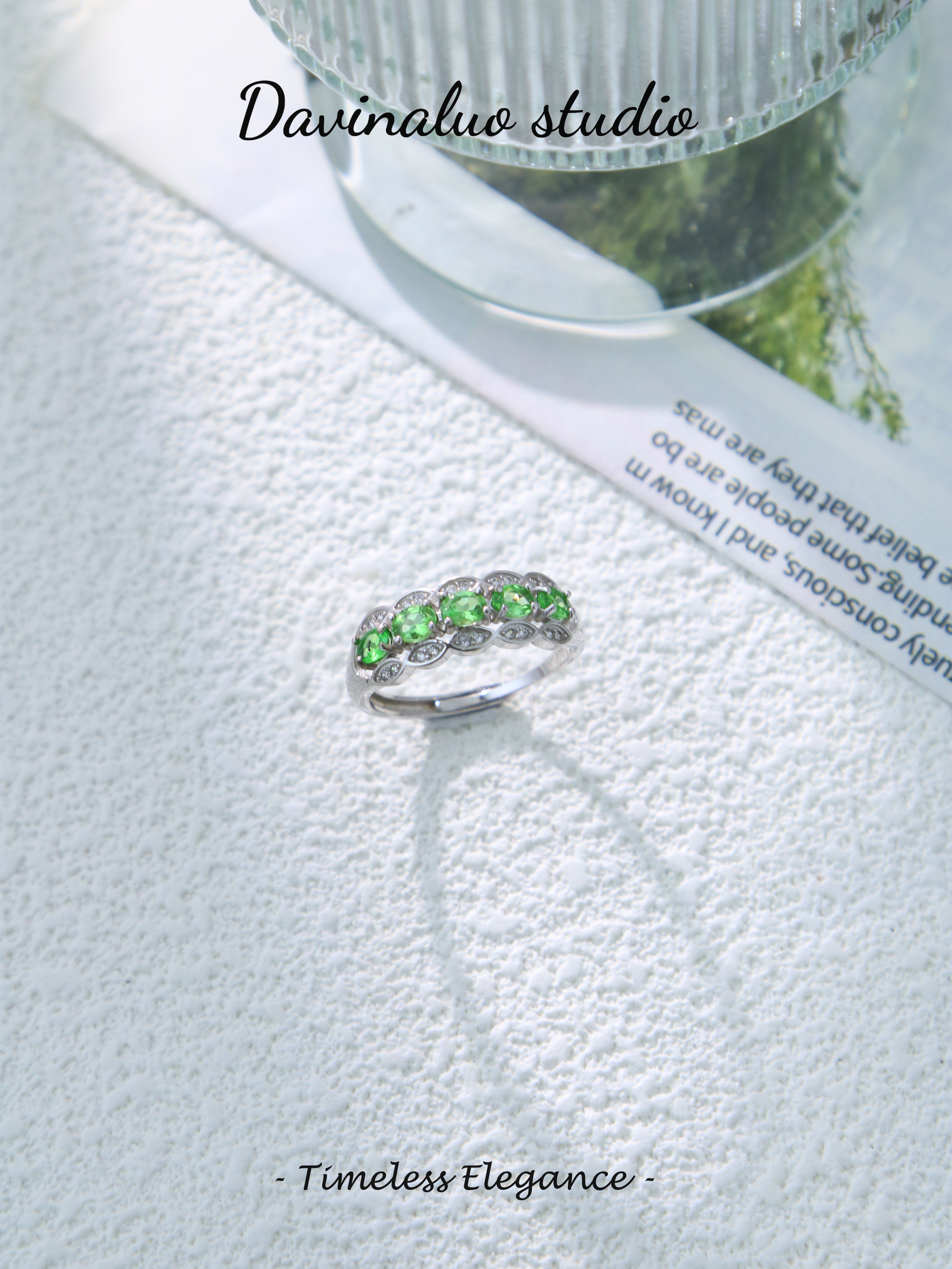 S925 Silver Simple Oval Cut Tsavorite Ring