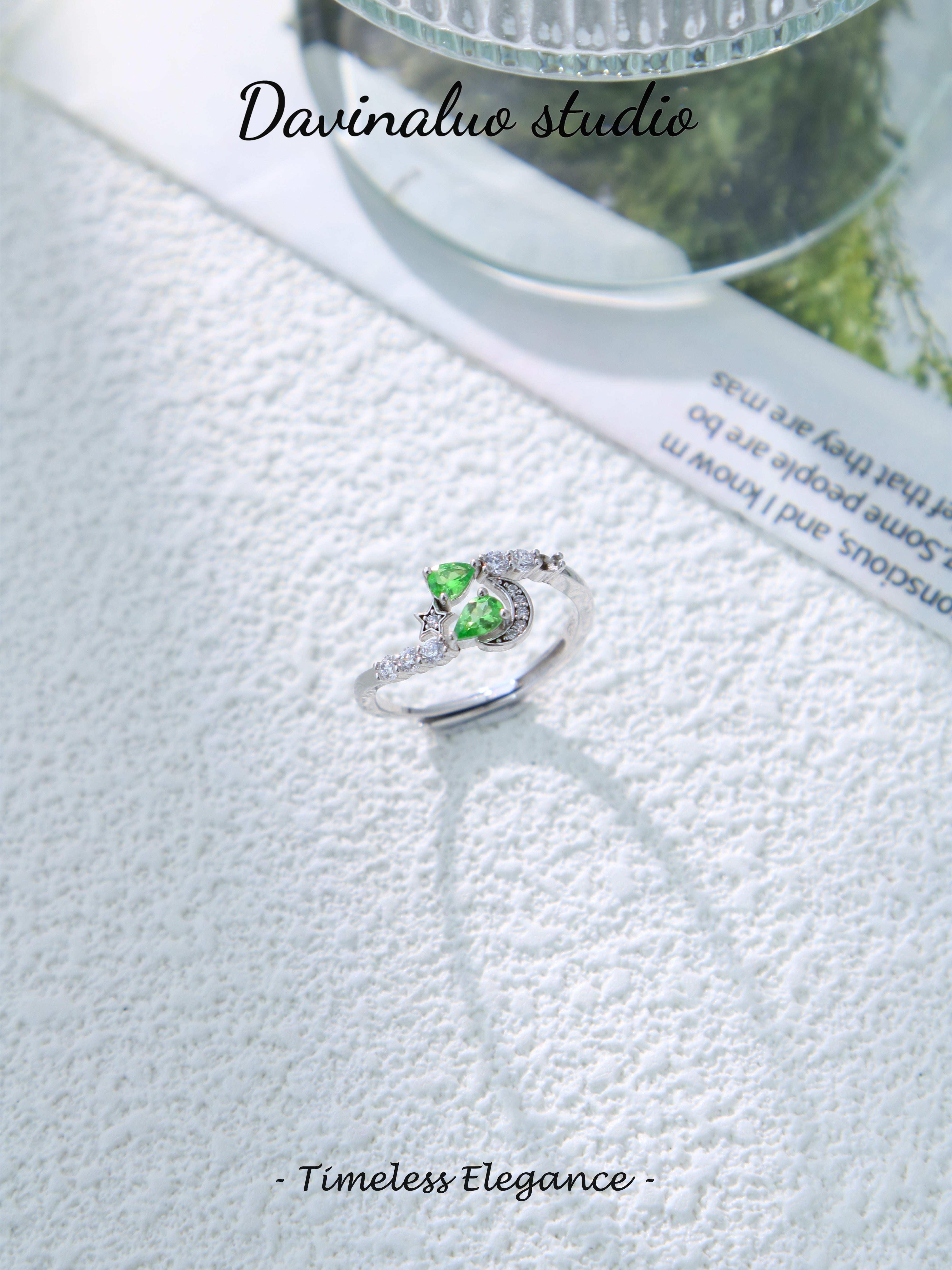 S925 Silver Simple Pear Cut Tsavorite Ring