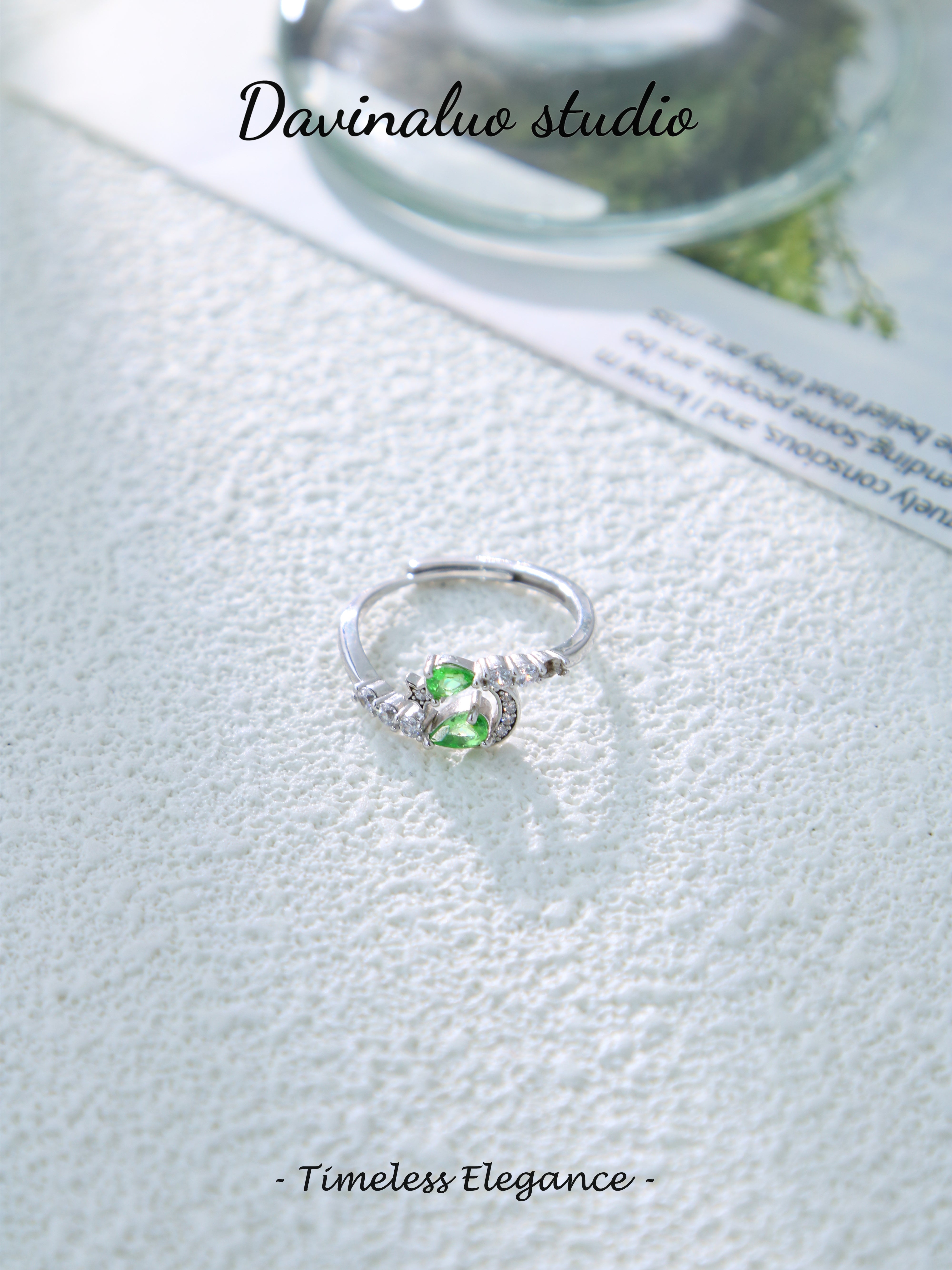 S925 Silver Simple Pear Cut Tsavorite Ring