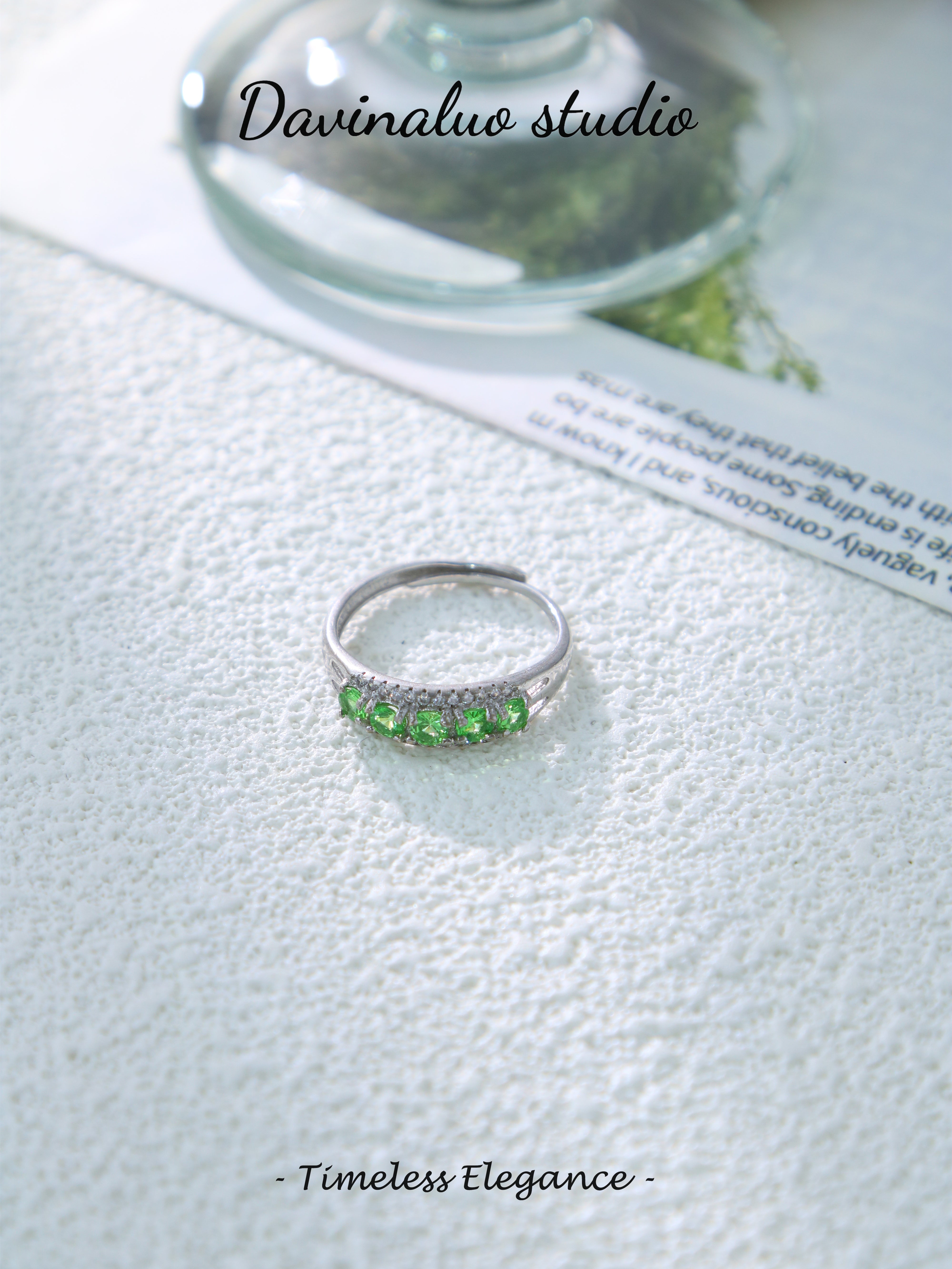 S925 Silver Simple Round Cut Tsavorite Ring