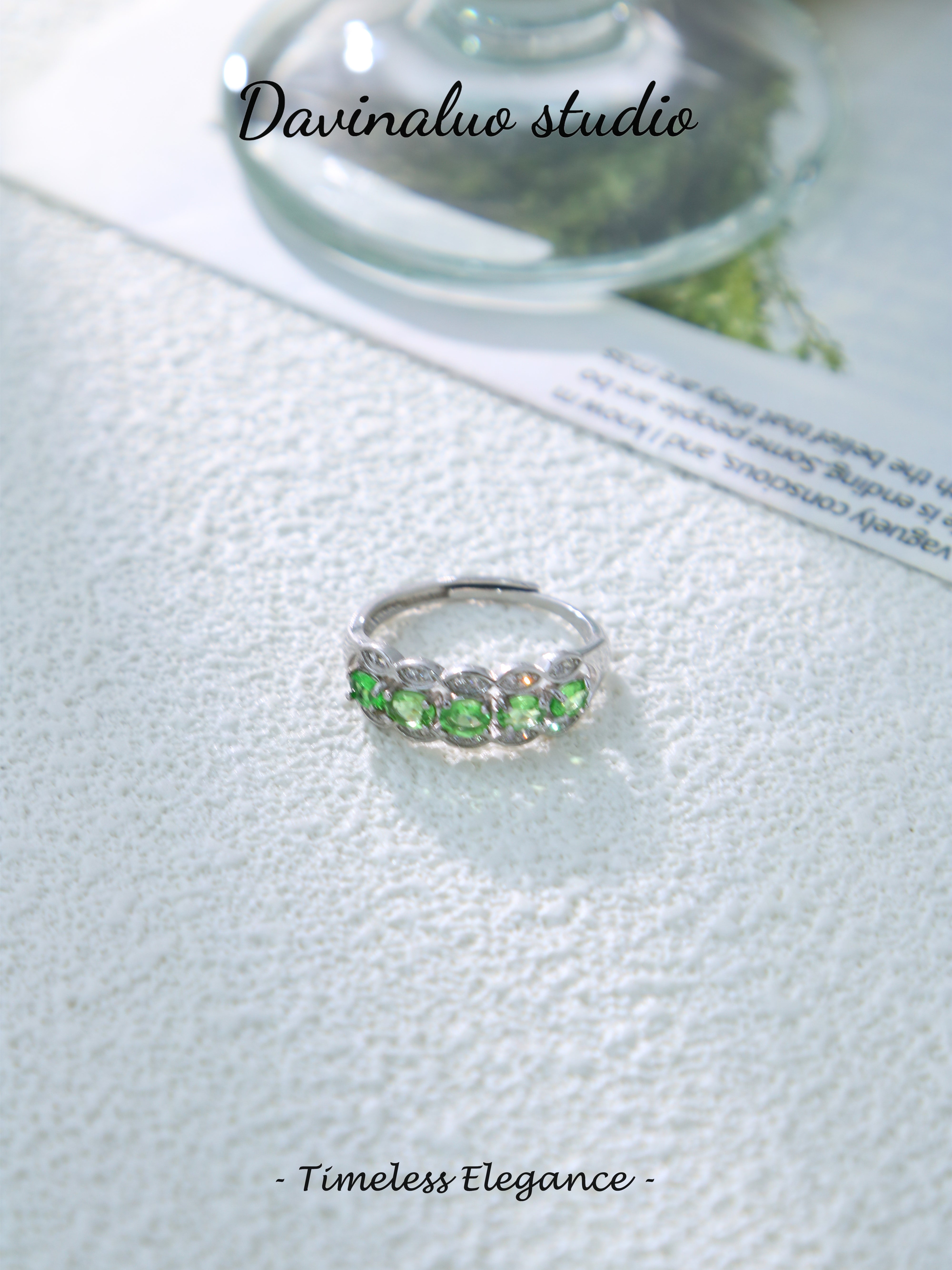 S925 Silver Simple Oval Cut Tsavorite Ring