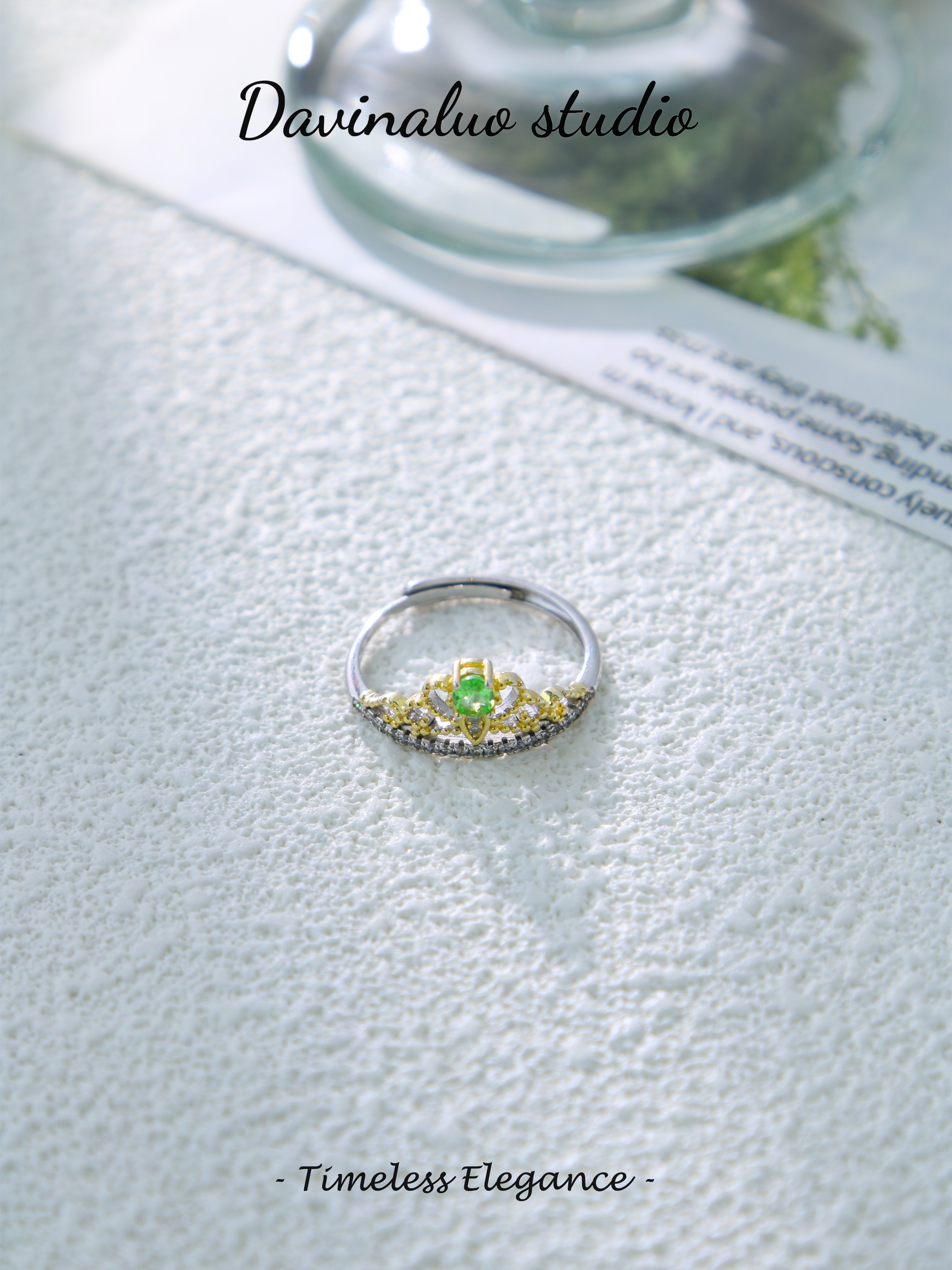 S925 Silver Simple Oval Cut Tsavorite Ring