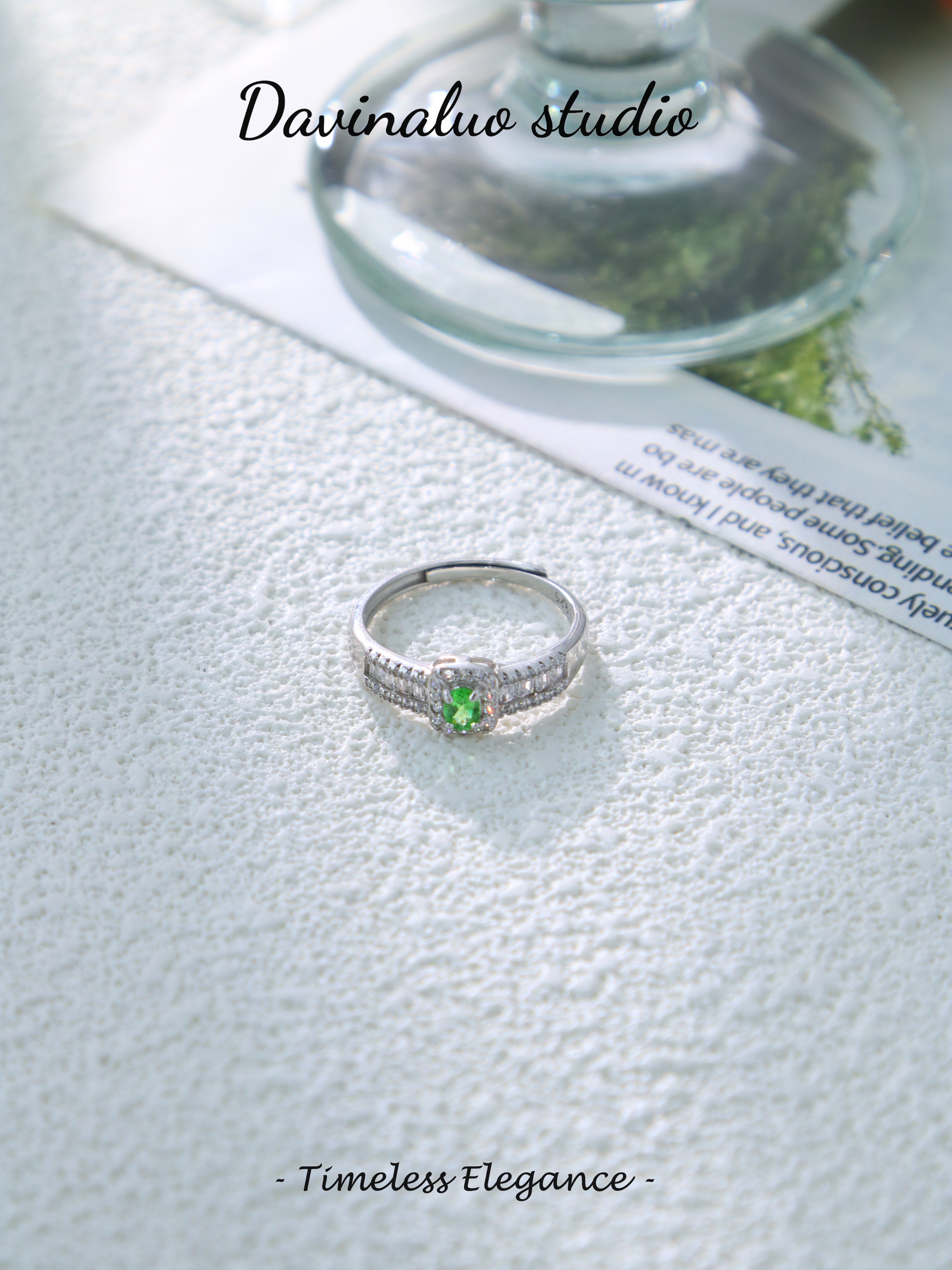 S925 Silver Simple Oval Cut Tsavorite Ring