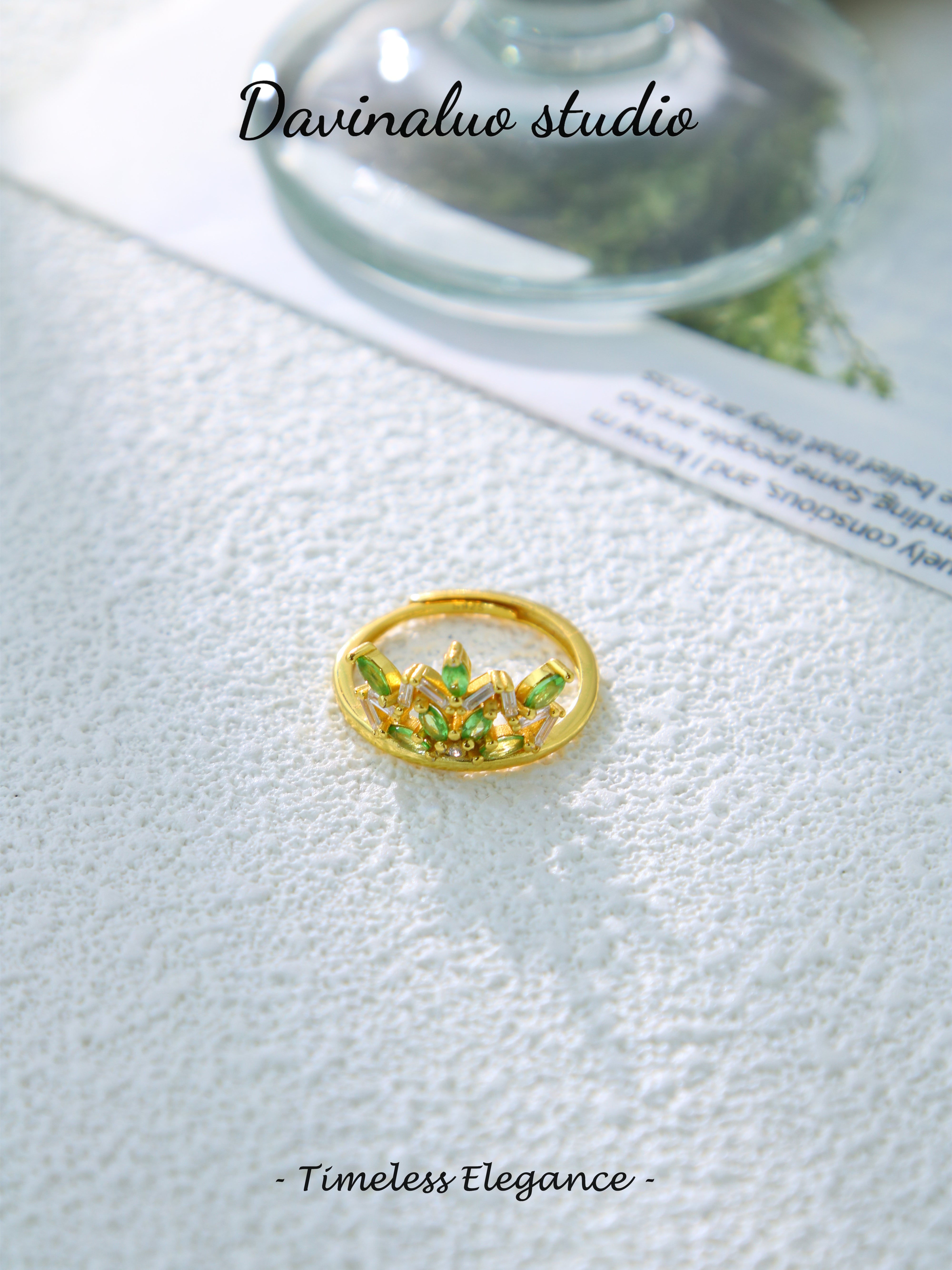 S925 Gold Gorgeous Marquise Cut Tsavorite Ring