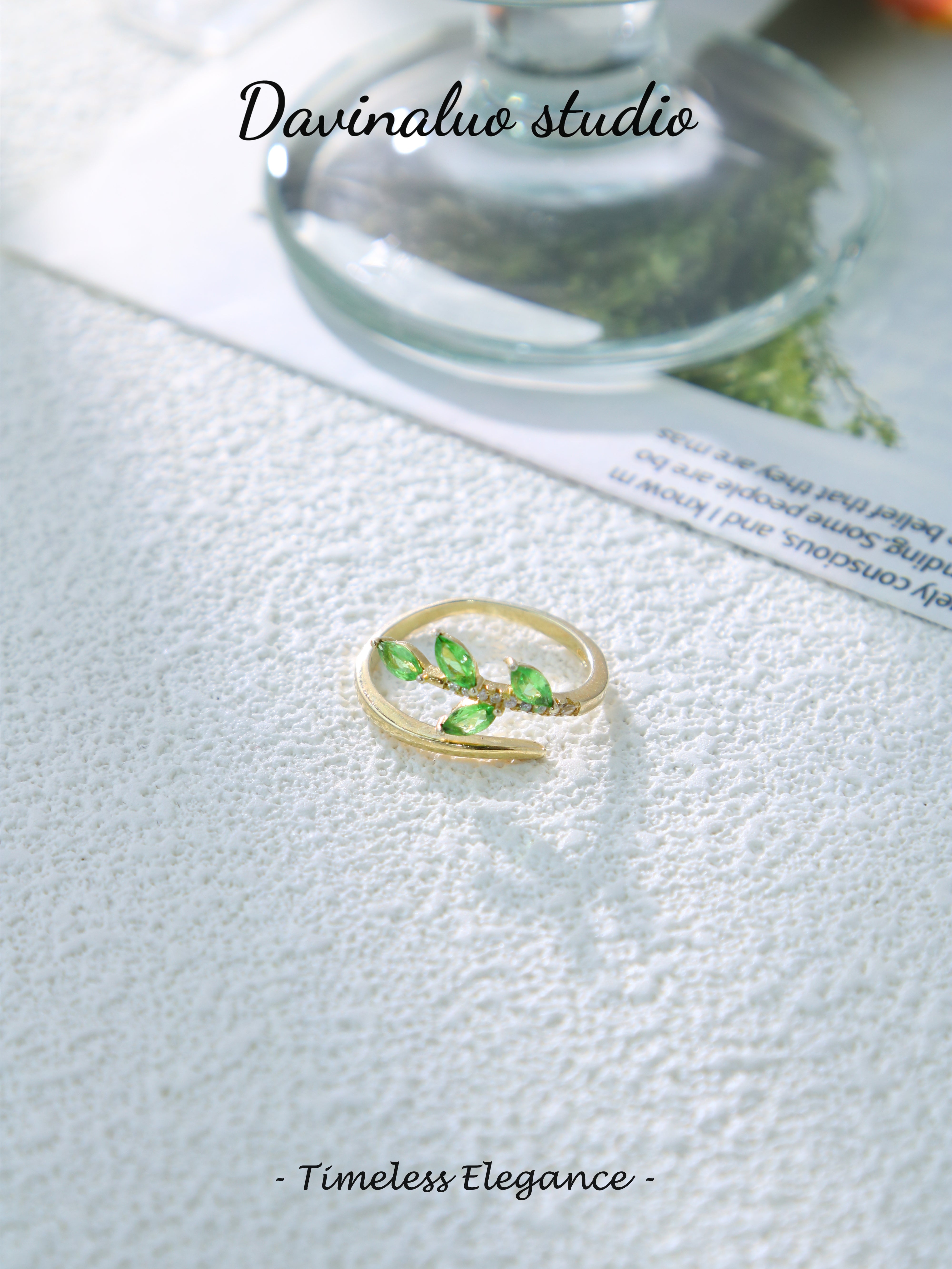 S925 Gold Gorgeous Marquise Cut Tsavorite Ring