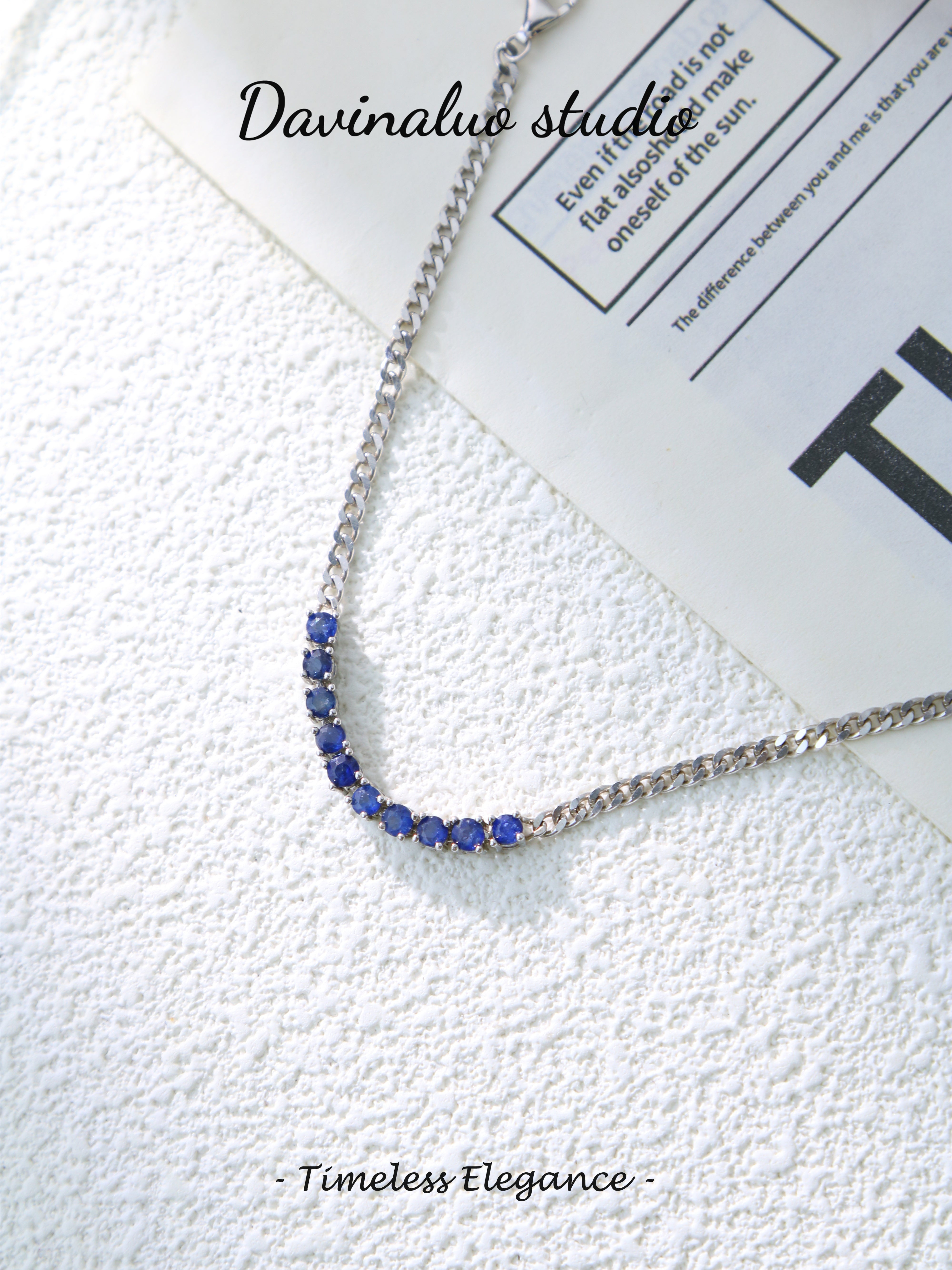 S925 Silver Classic Round Cut Sapphire Bracelet