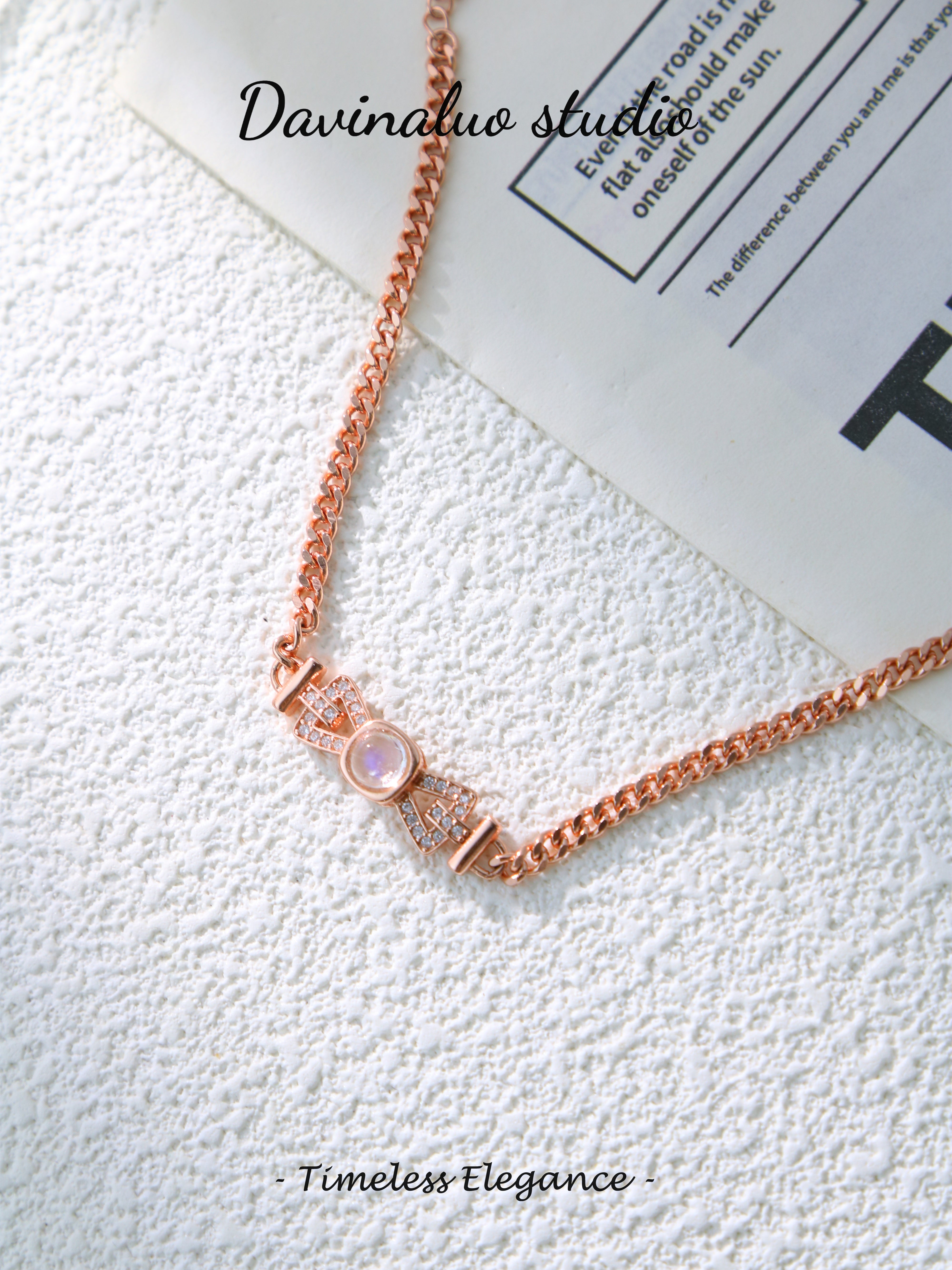 S925 Rose Gold Classic Round Cut Moonstone Bracelet