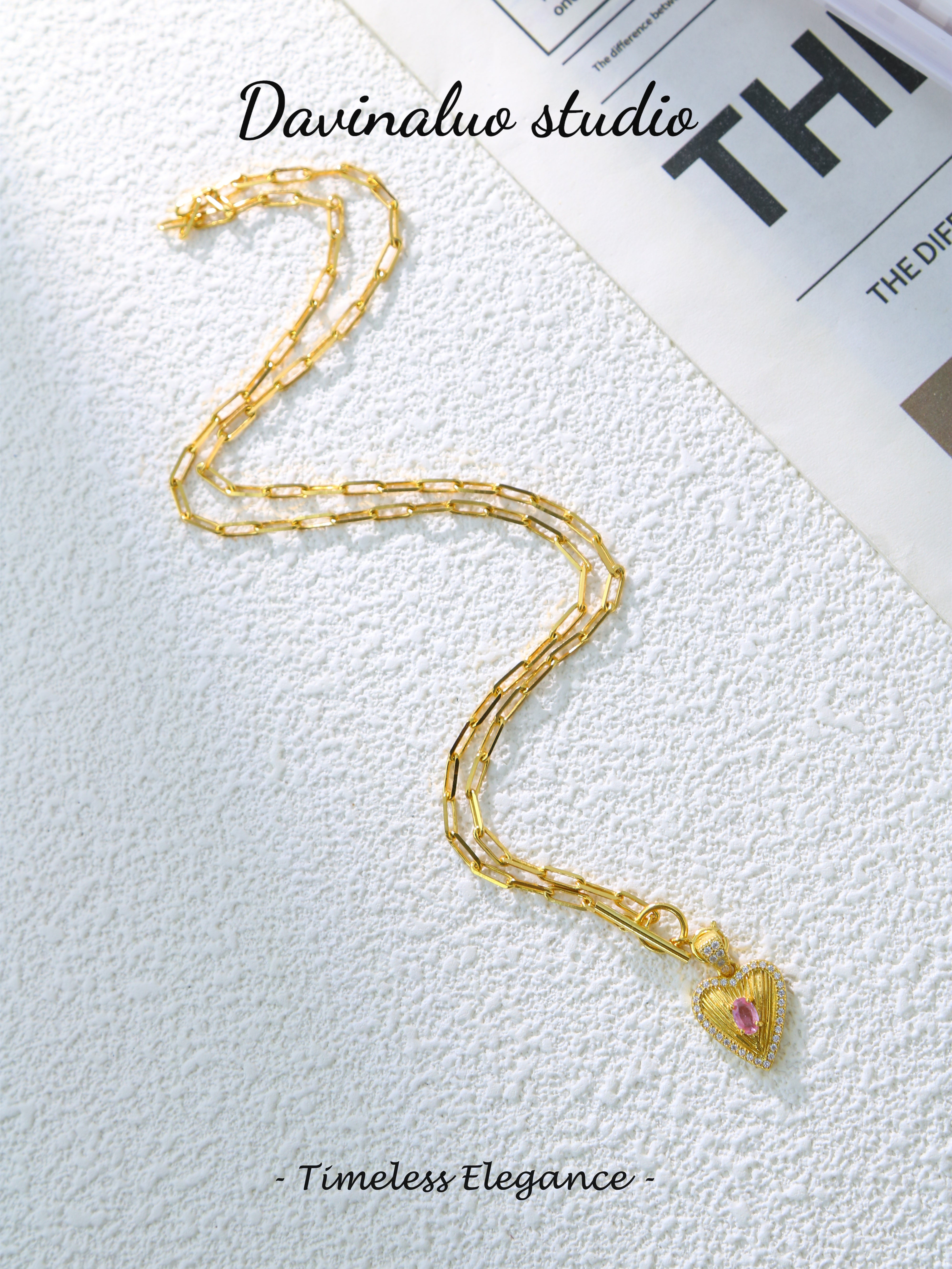 S925 Gold Classic Oval Cut Pink Sapphire Necklace