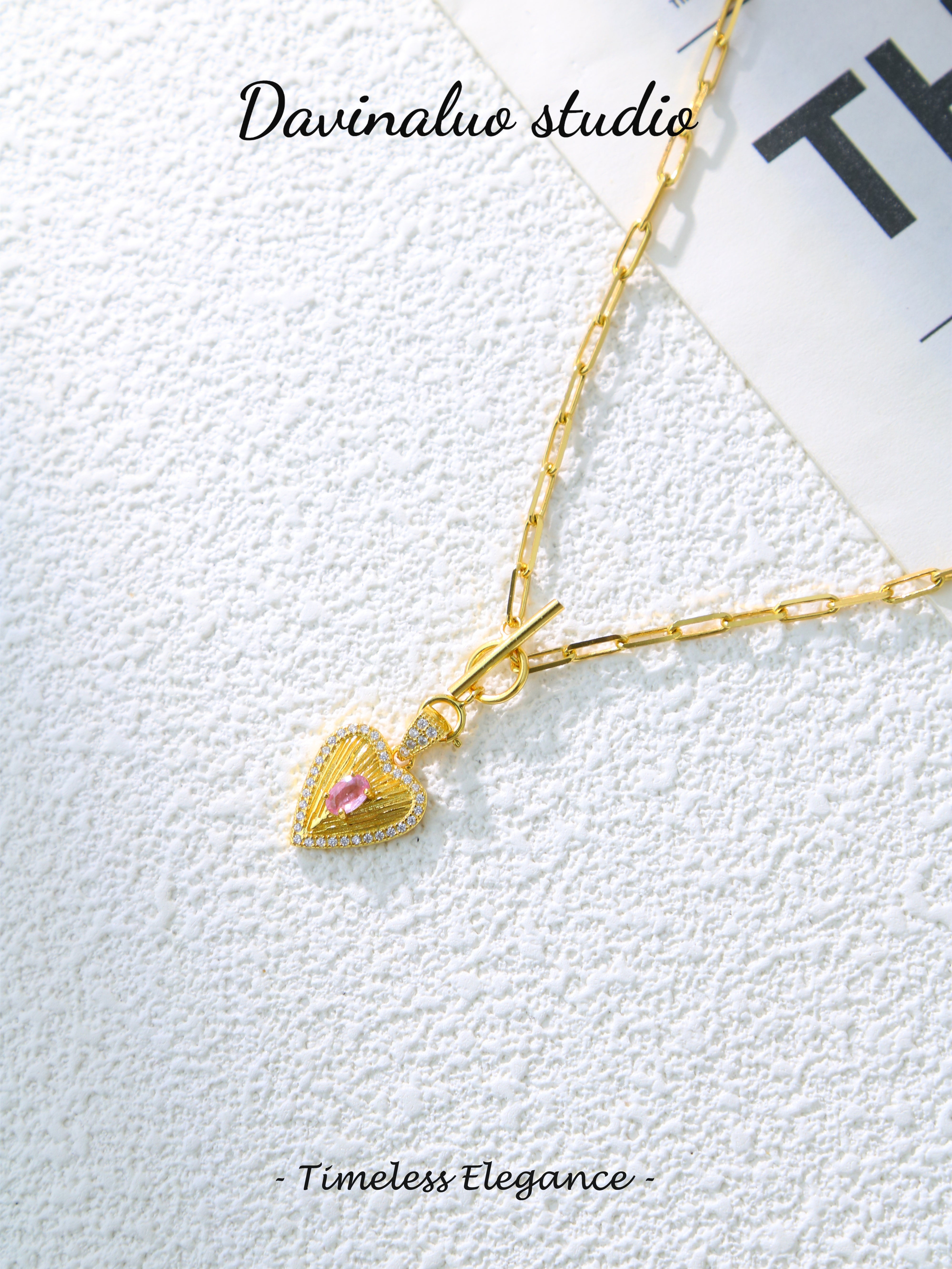 S925 Gold Classic Oval Cut Pink Sapphire Necklace