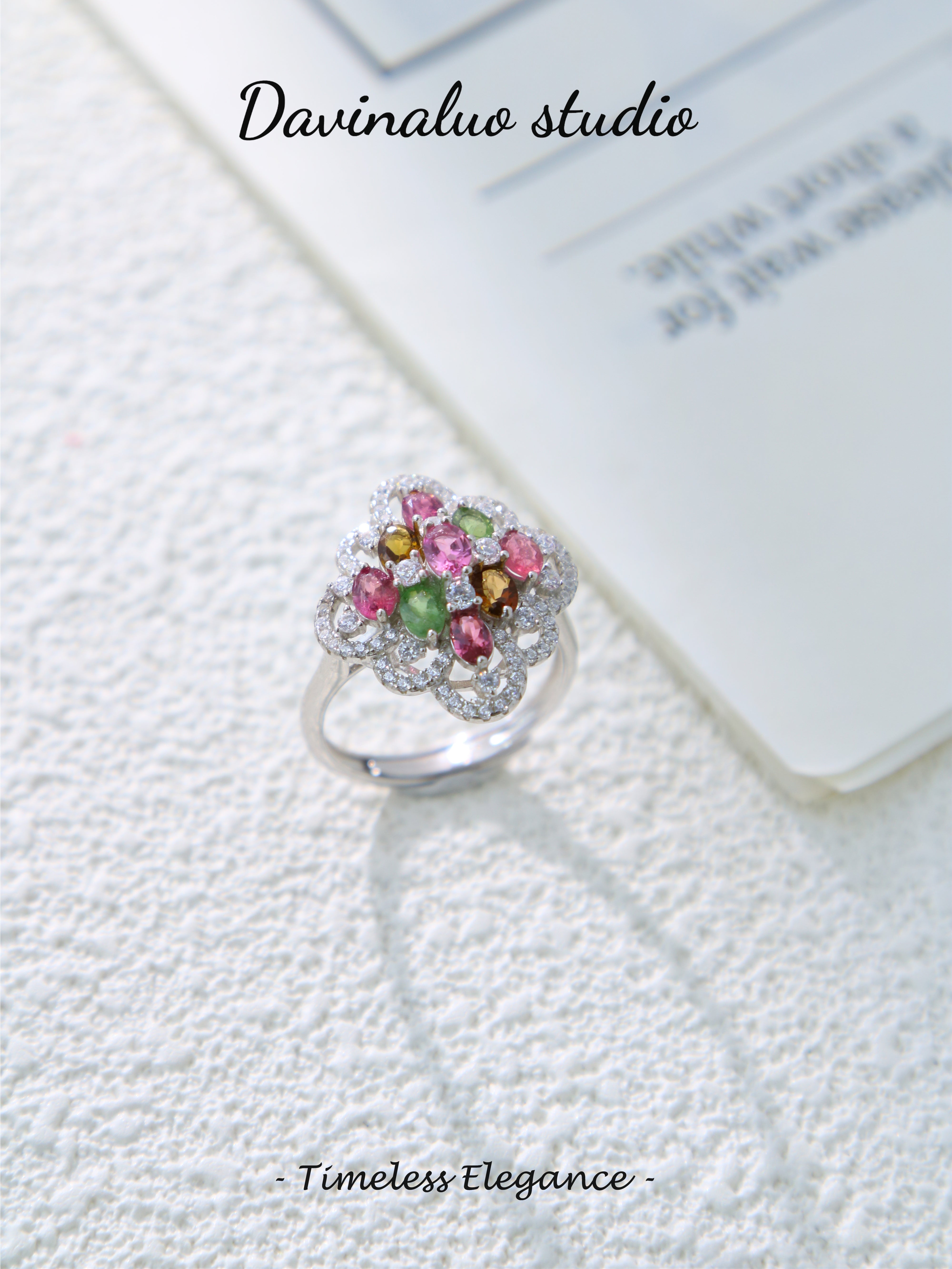 S925 Silver Simple Oval Cut Tourmaline Ring