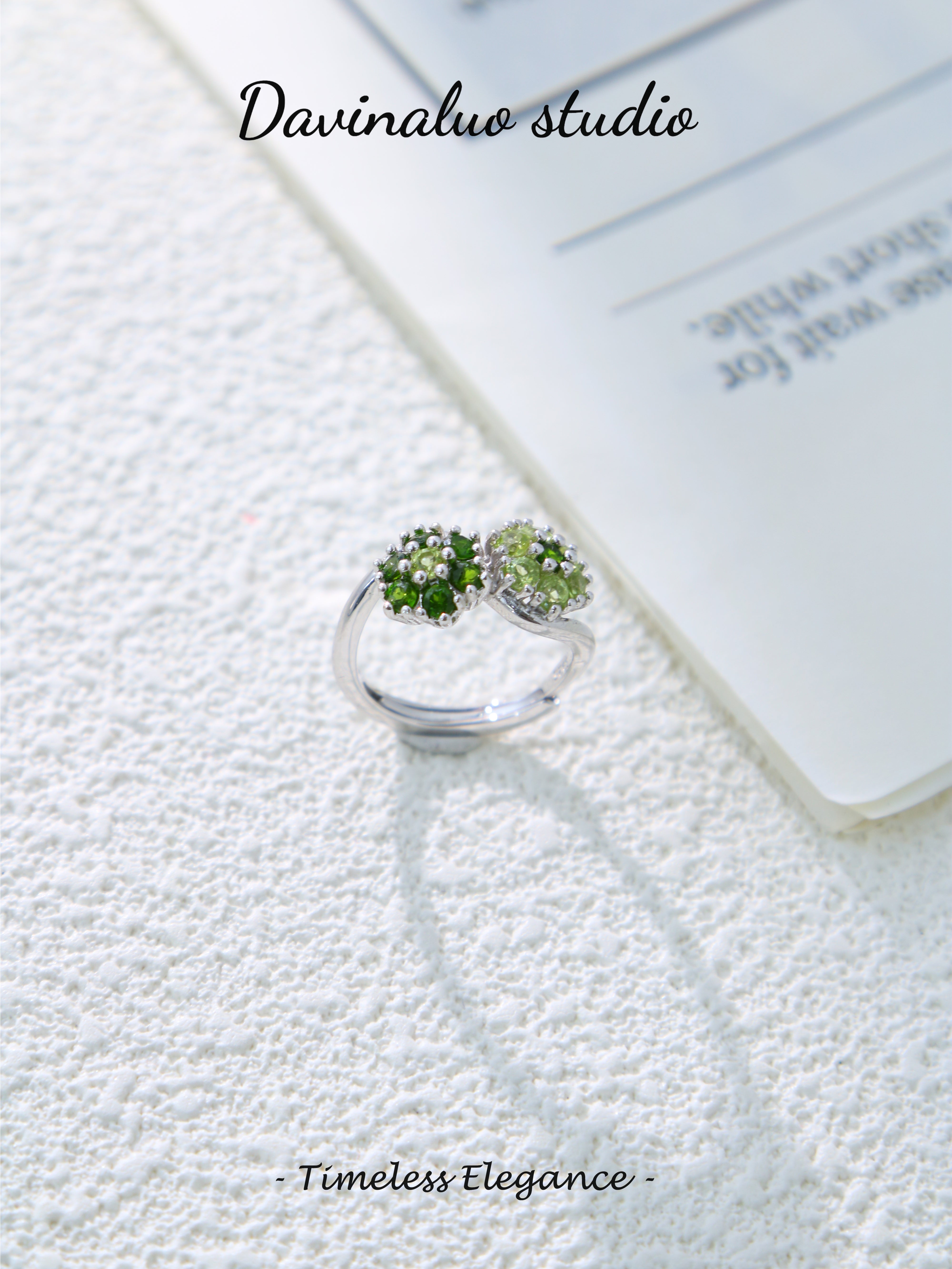 S925 Gold Simple Round Cut Double Flower Ring