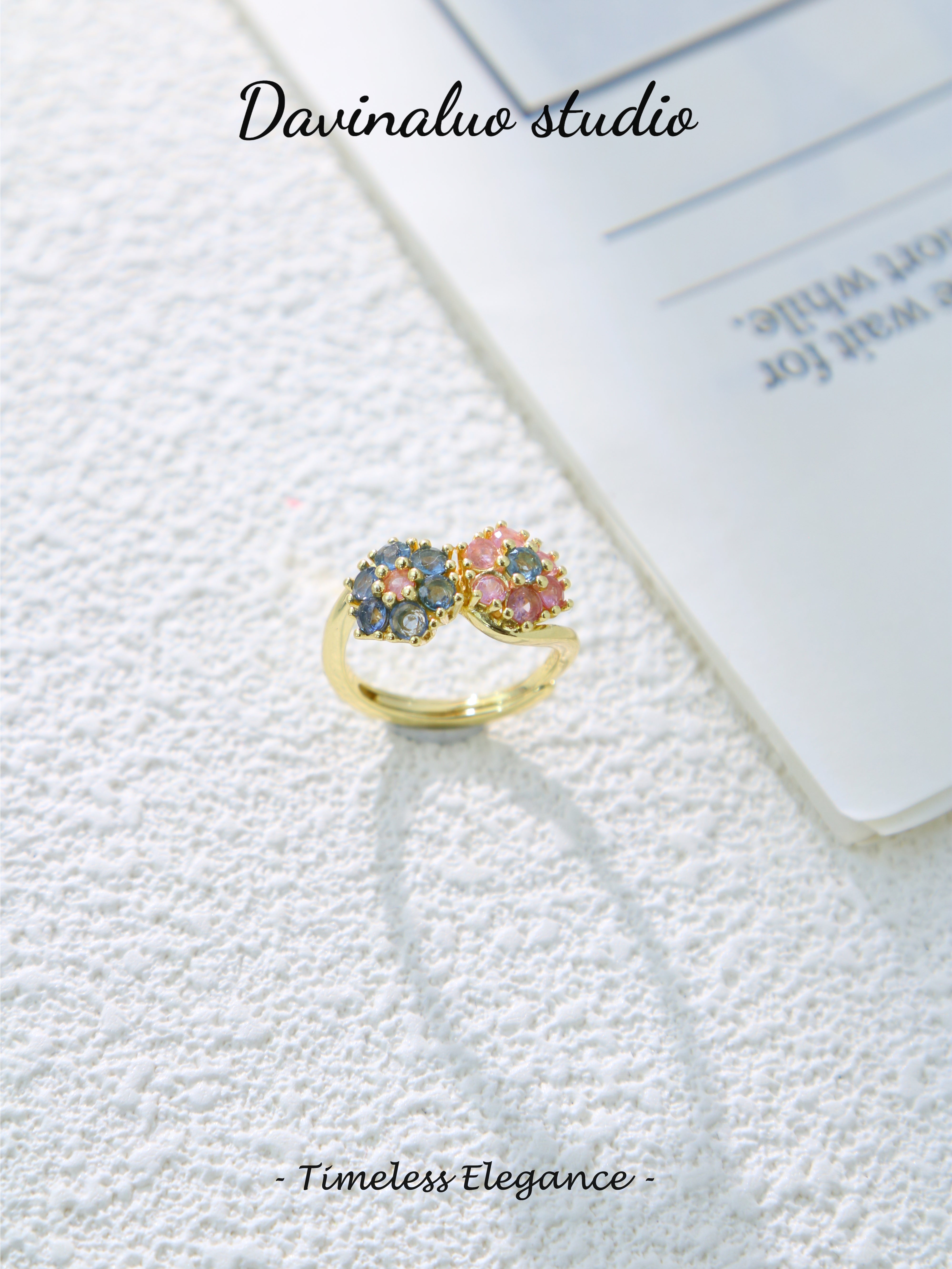 S925 Gold Simple Round Cut Sapphire Ring