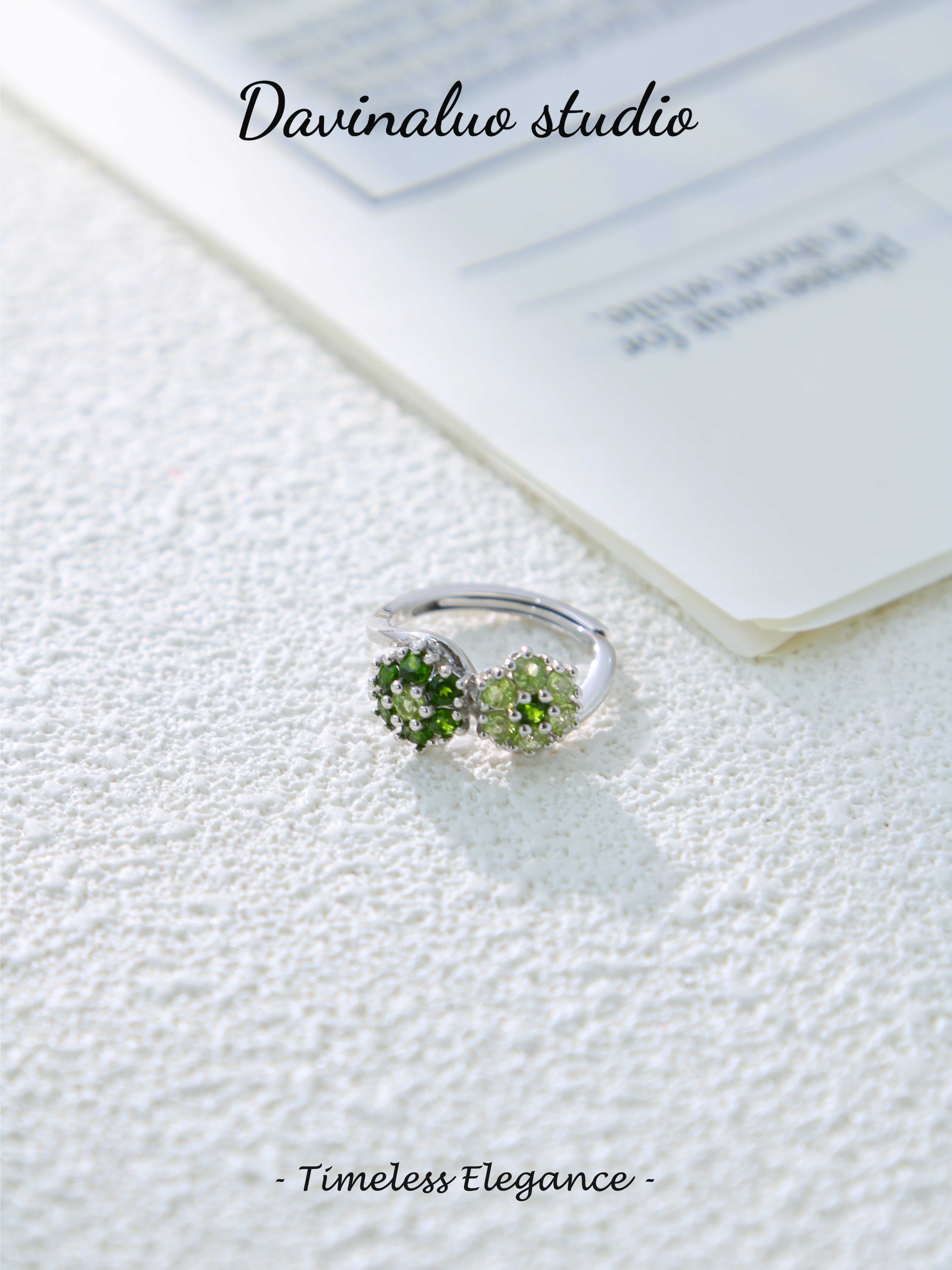 S925 Gold Simple Round Cut Double Flower Ring