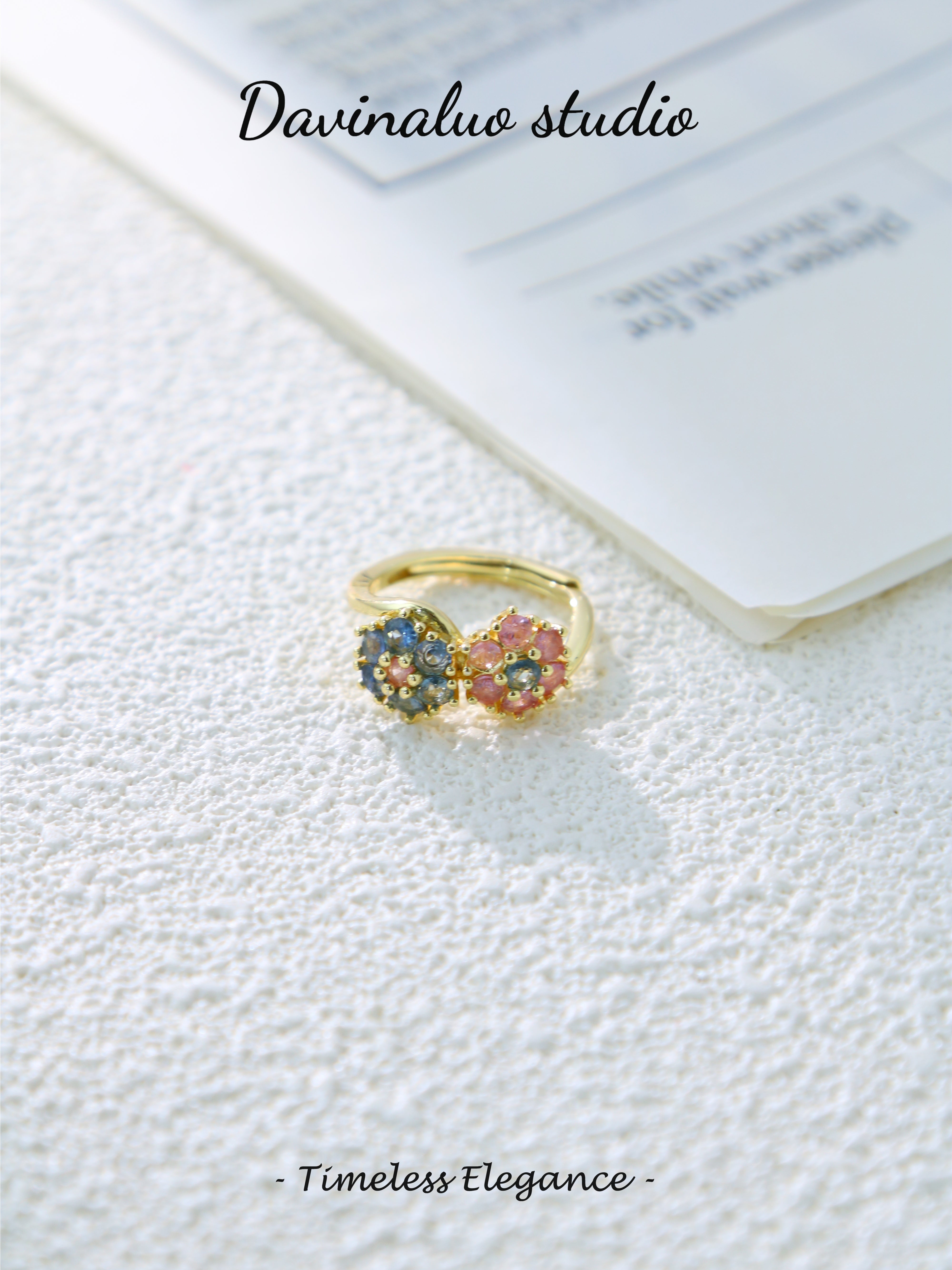S925 Gold Simple Round Cut Sapphire Ring
