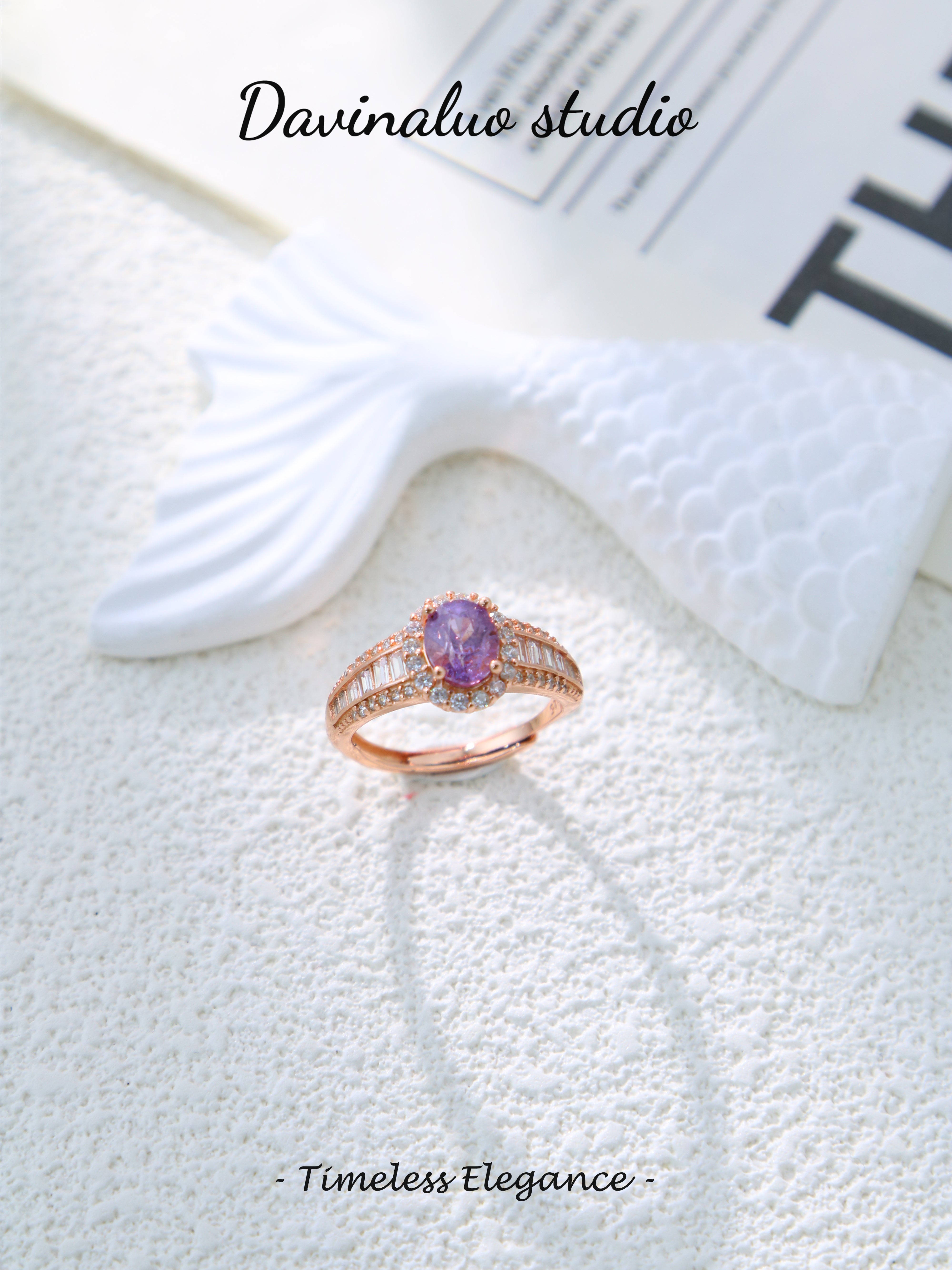 S925 Rose Gold Simple Oval Cut Sapphire Ring