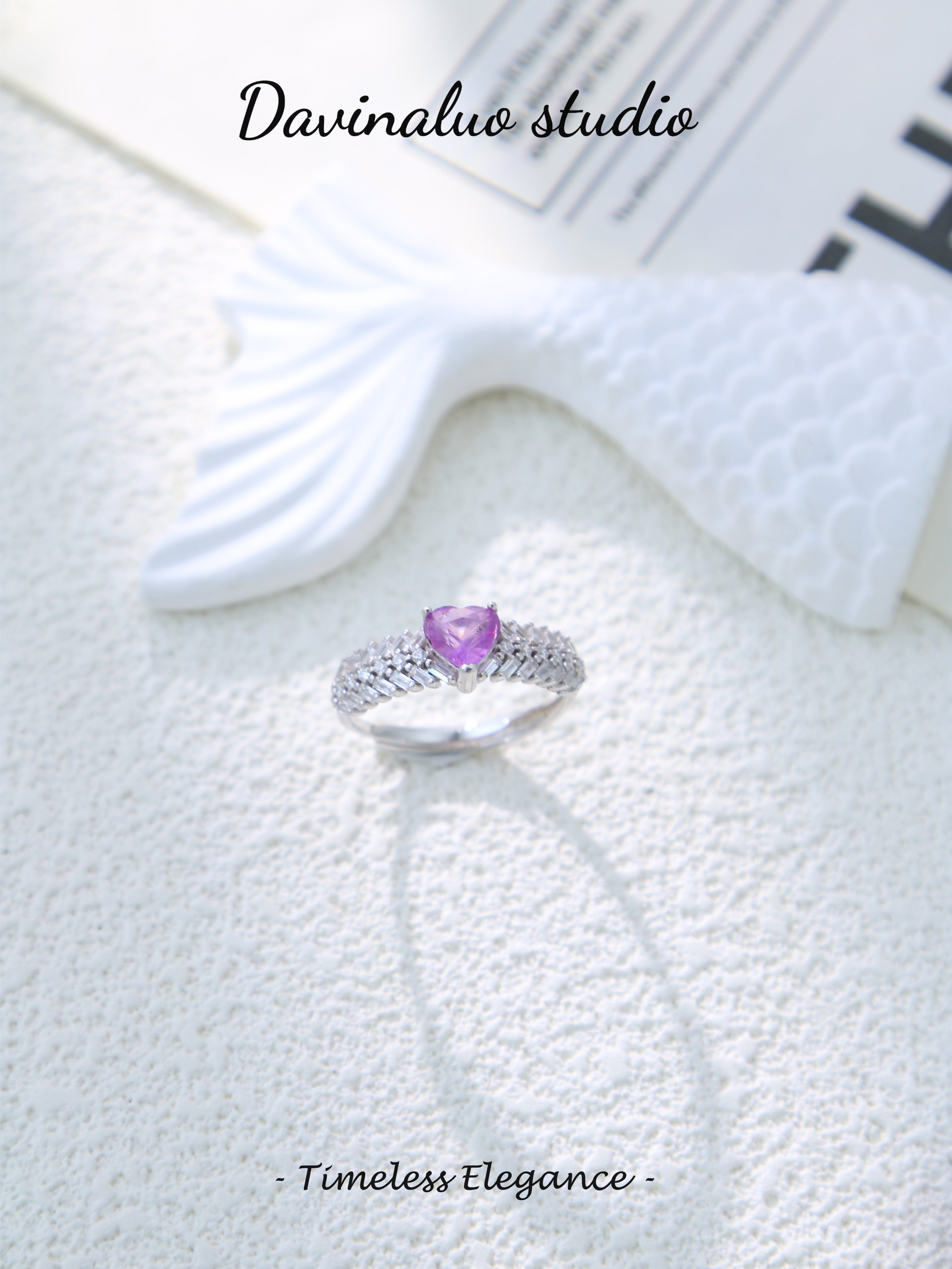 S925 Silver Simple Heart-Cut Sapphire Ring