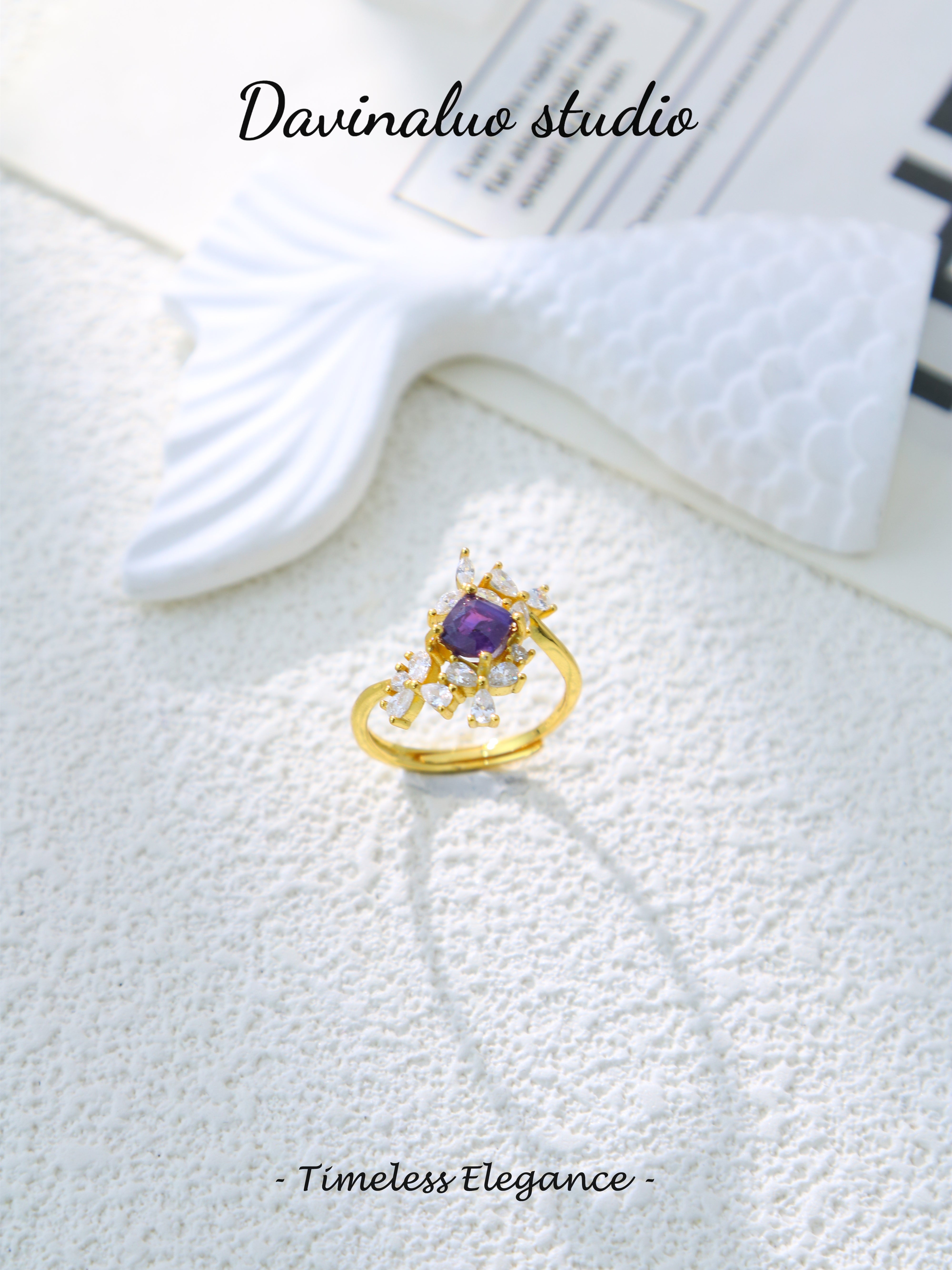 S925 Gold Classic Square Cut Sapphire Ring