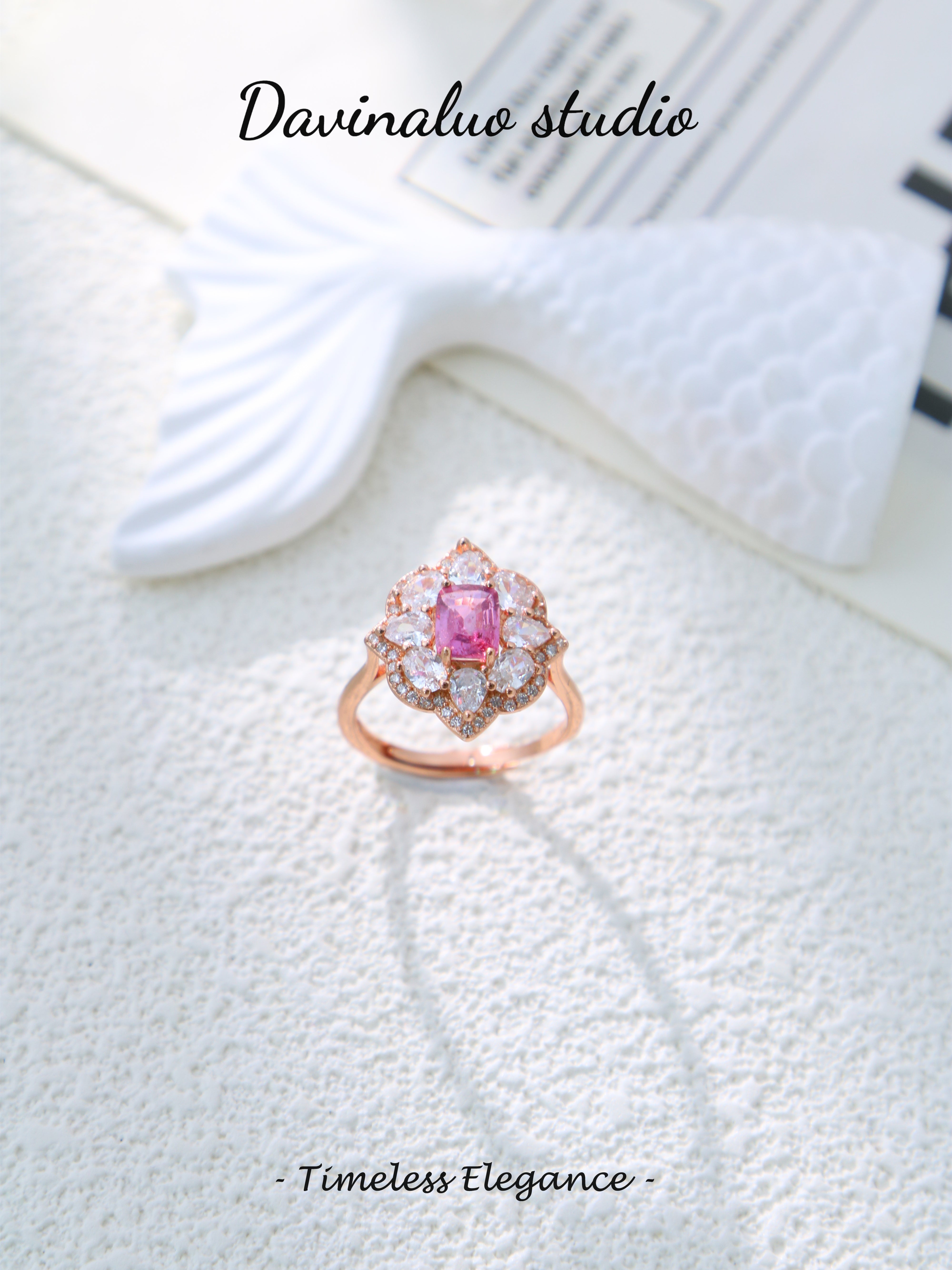 S925 Rose Gold Classic Baguette Cut Sapphire Ring