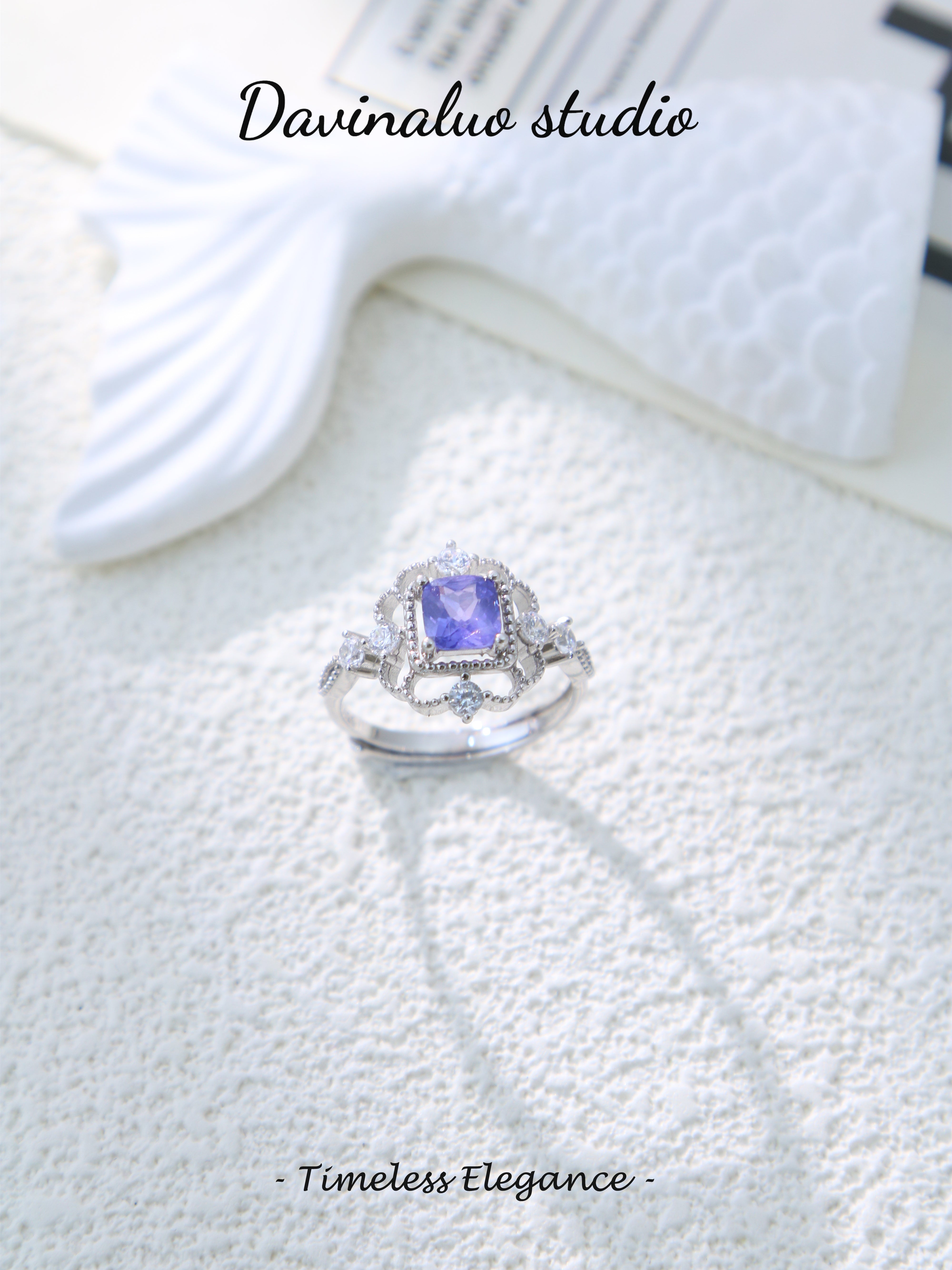 S925 Silver Classic Square Cut Sapphire Ring
