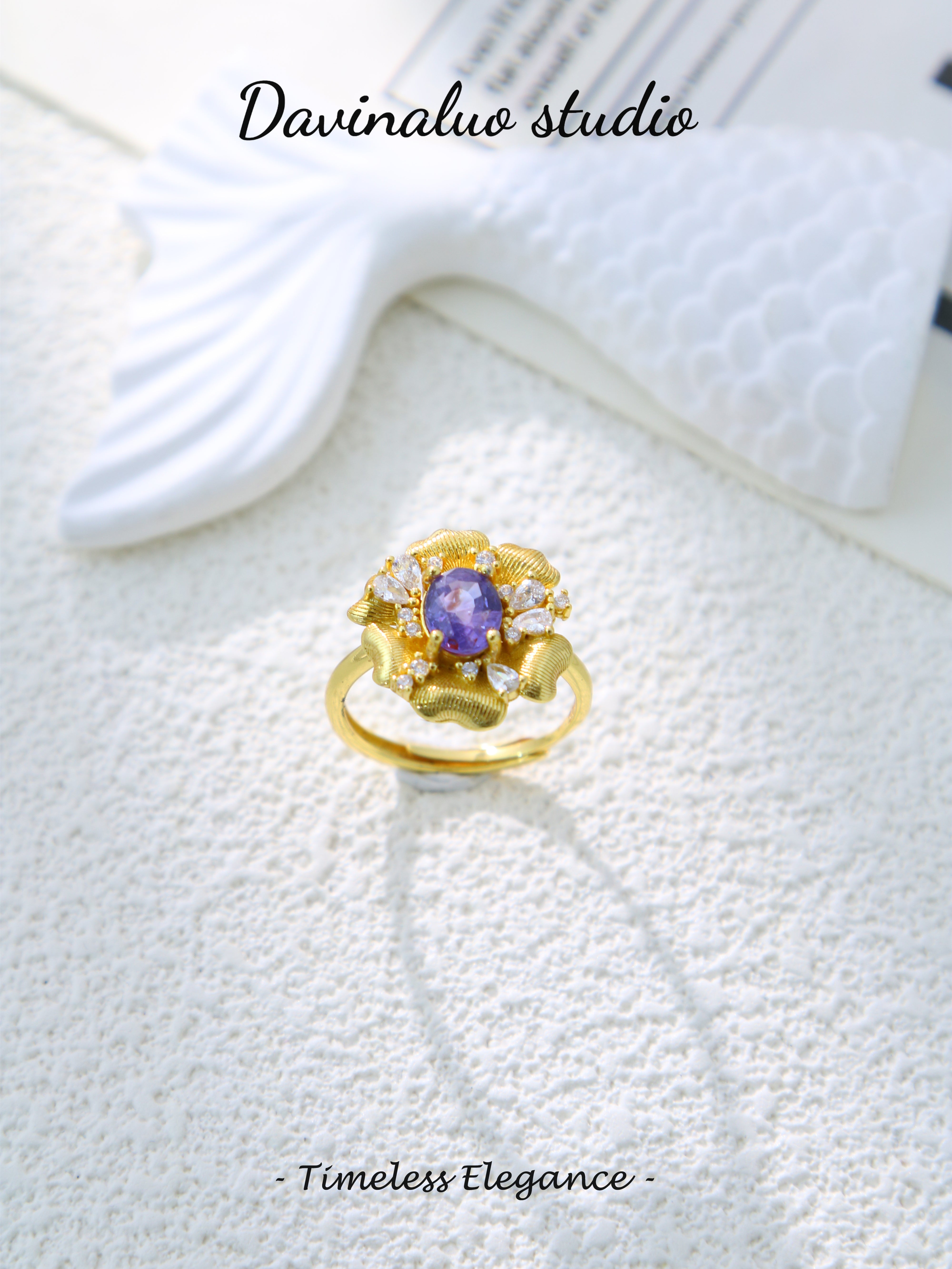 S925 Gold Classic Oval Cut Sapphire Ring